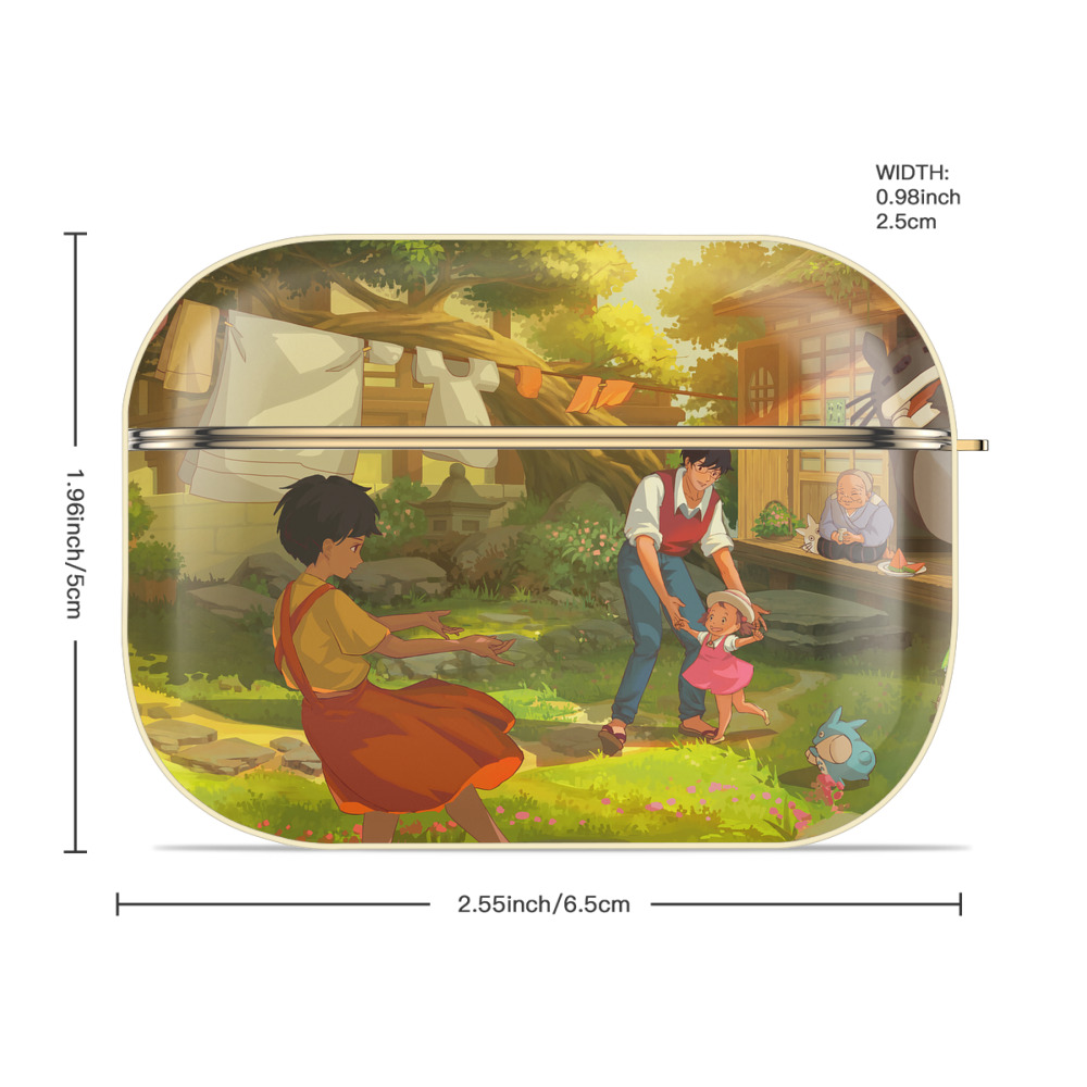 となりのトトロ 草壁メイ 草壁サツキ My Neighbor Totoro Satsuki Kusakabe Mei Kusakabe 【AirPods Pro用】ハードシェル保護ケース｜耐衝撃・防指紋・カラビナ付き商品仕様