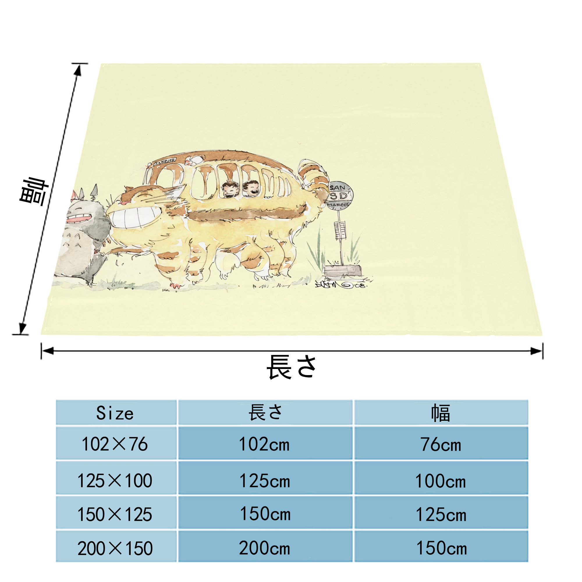 となりのトトロ 草壁メイ 草壁サツキ My Neighbor Totoro Satsuki Kusakabe Mei Kusakabe フランネルブランケット・多サイズ対応（横型）