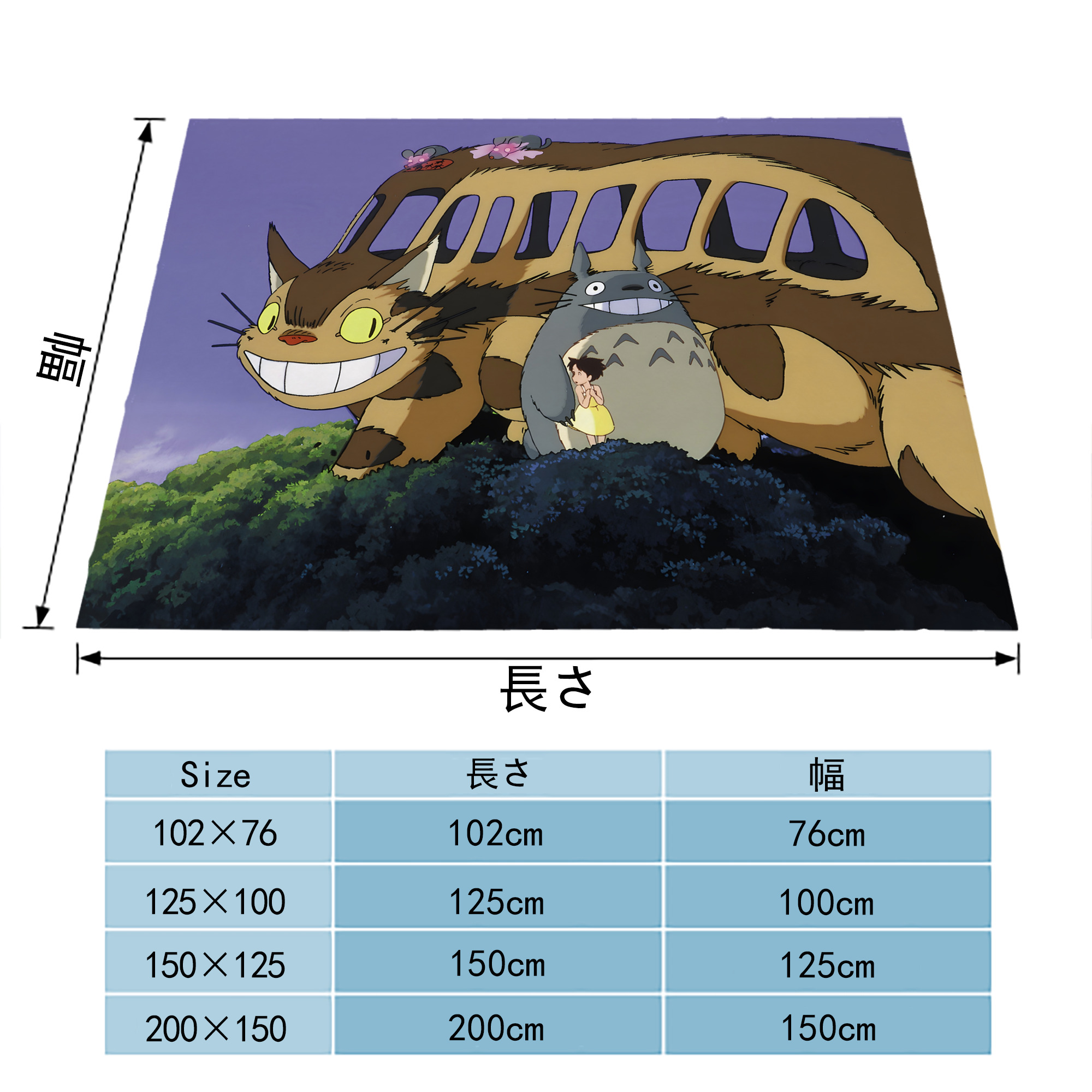 となりのトトロ 草壁メイ 草壁サツキ My Neighbor Totoro Satsuki Kusakabe Mei Kusakabe フランネルブランケット・多サイズ対応（横型）