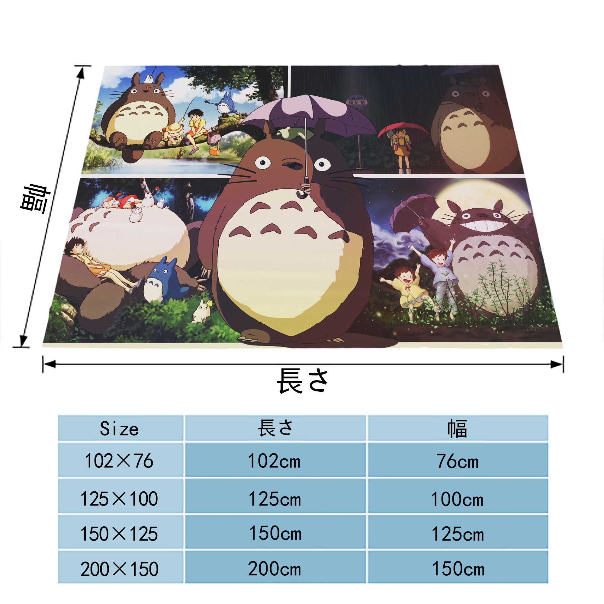となりのトトロ 草壁メイ 草壁サツキ My Neighbor Totoro Satsuki Kusakabe Mei Kusakabe フランネルブランケット・多サイズ対応（横型）