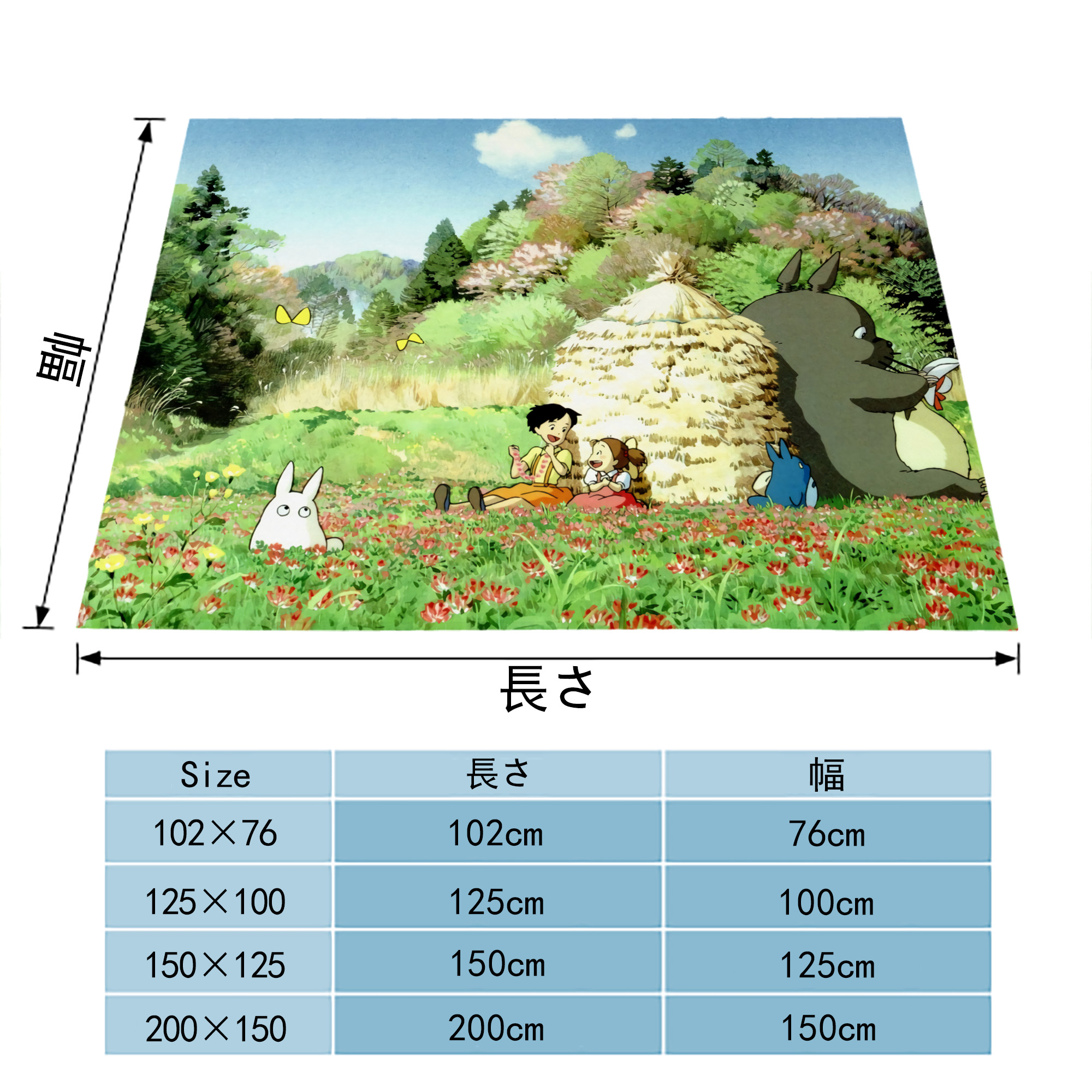 となりのトトロ 草壁メイ 草壁サツキ My Neighbor Totoro Satsuki Kusakabe Mei Kusakabe フランネルブランケット・多サイズ対応（横型）