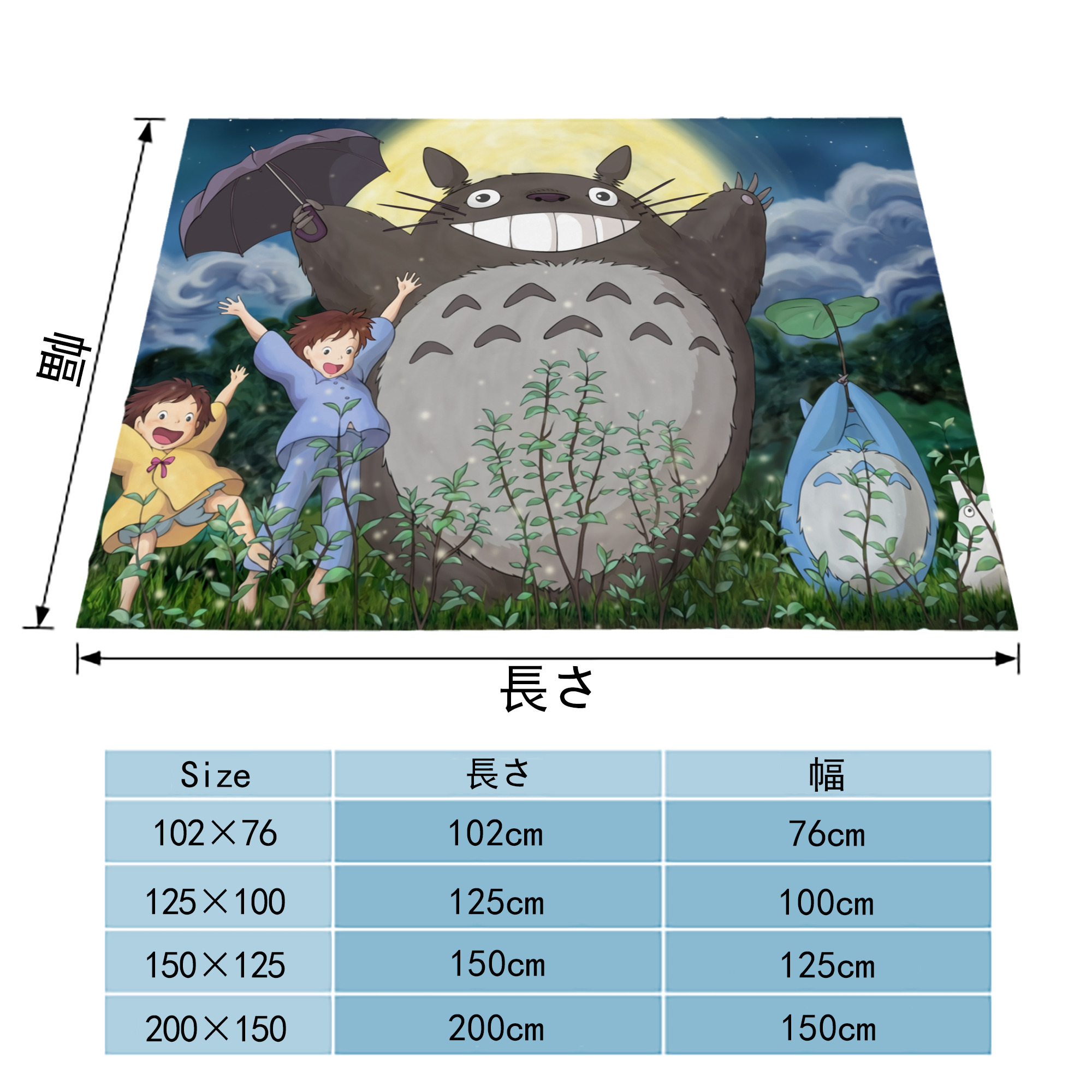 となりのトトロ 草壁メイ 草壁サツキ My Neighbor Totoro Satsuki Kusakabe Mei Kusakabe フランネルブランケット・多サイズ対応（横型）