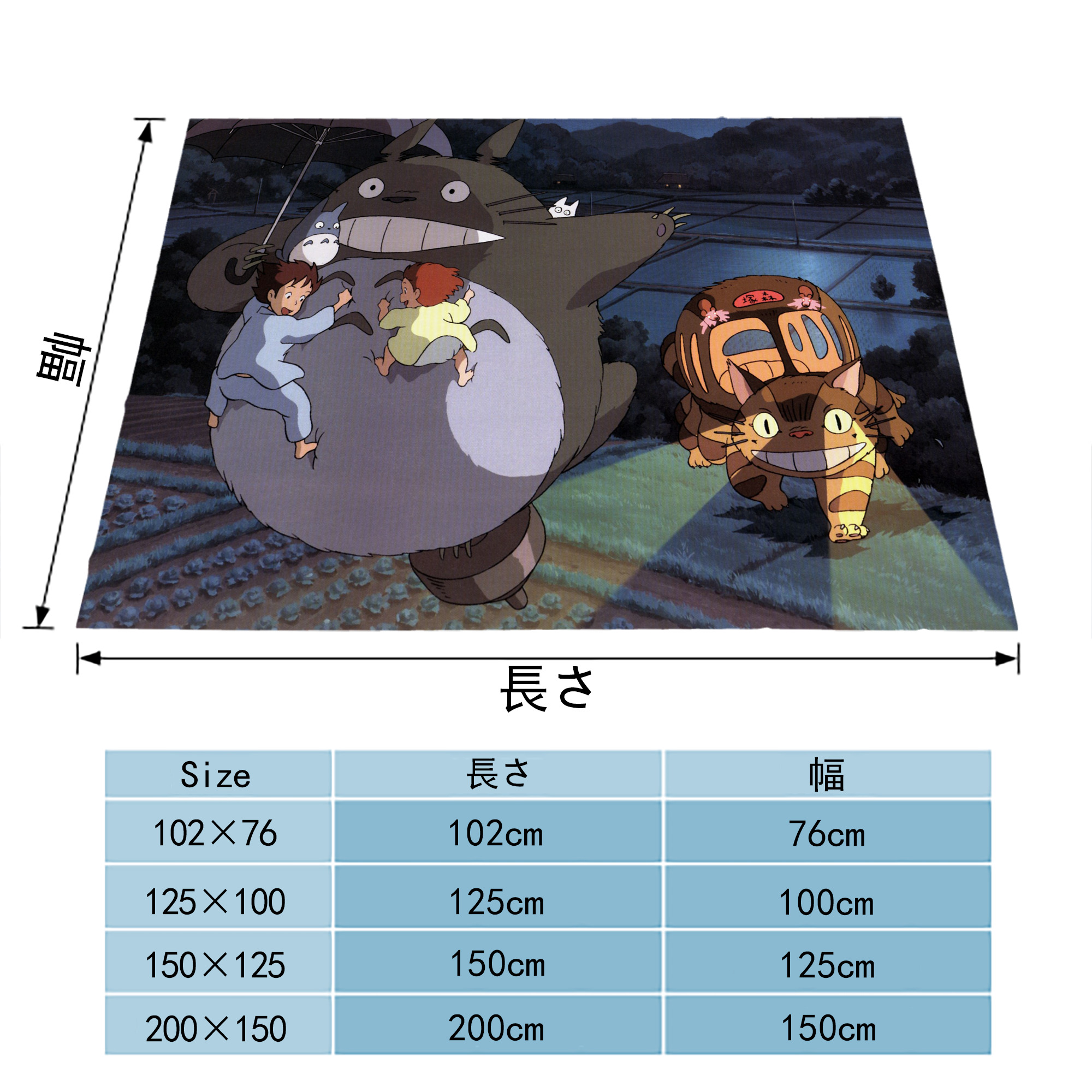 となりのトトロ 草壁メイ 草壁サツキ My Neighbor Totoro Satsuki Kusakabe Mei Kusakabe フランネルブランケット・多サイズ対応（横型）