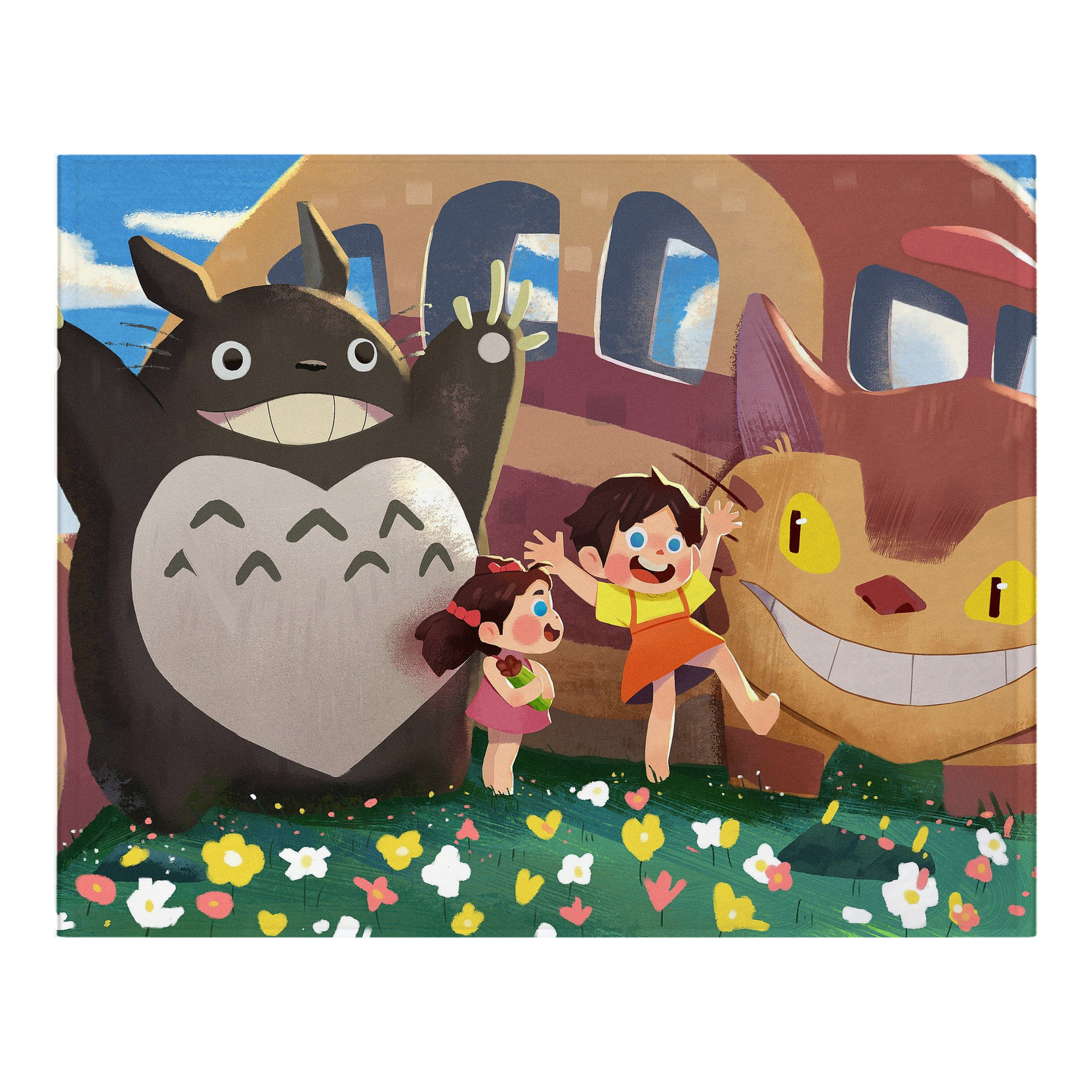 （画像用） となりのトトロ 草壁メイ 草壁サツキ My Neighbor Totoro Satsuki Kusakabe Mei Kusakabe フランネルブランケット・多サイズ対応（横型）