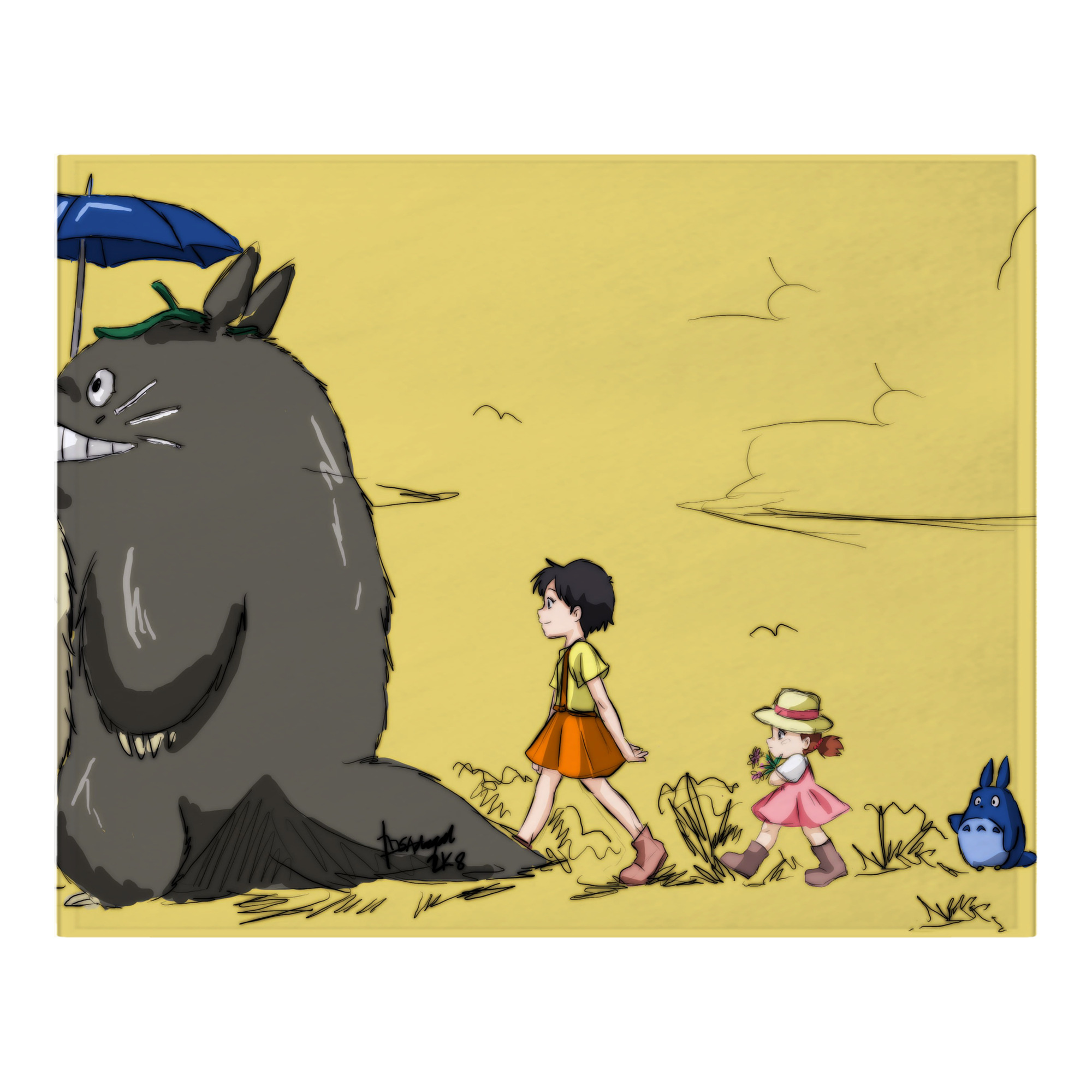 （画像用） となりのトトロ 草壁メイ 草壁サツキ My Neighbor Totoro Satsuki Kusakabe Mei Kusakabe フランネルブランケット・多サイズ対応（横型）