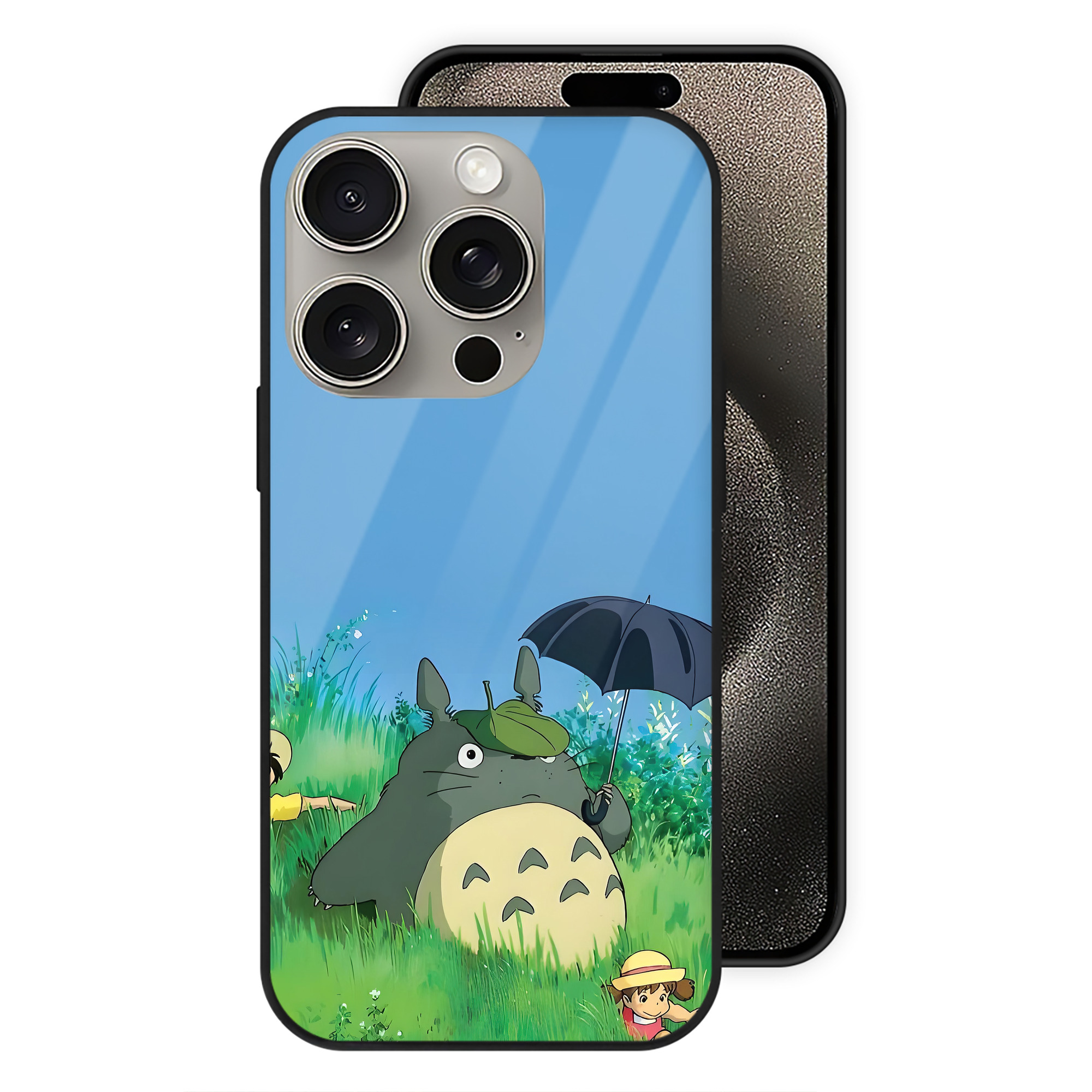 （画像用） となりのトトロ 草壁メイ 草壁サツキ My Neighbor Totoro Satsuki Kusakabe Mei Kusakabe 【iPhone15Pro対応】スマホケース 耐衝撃＆黄変防止 背面ガラス