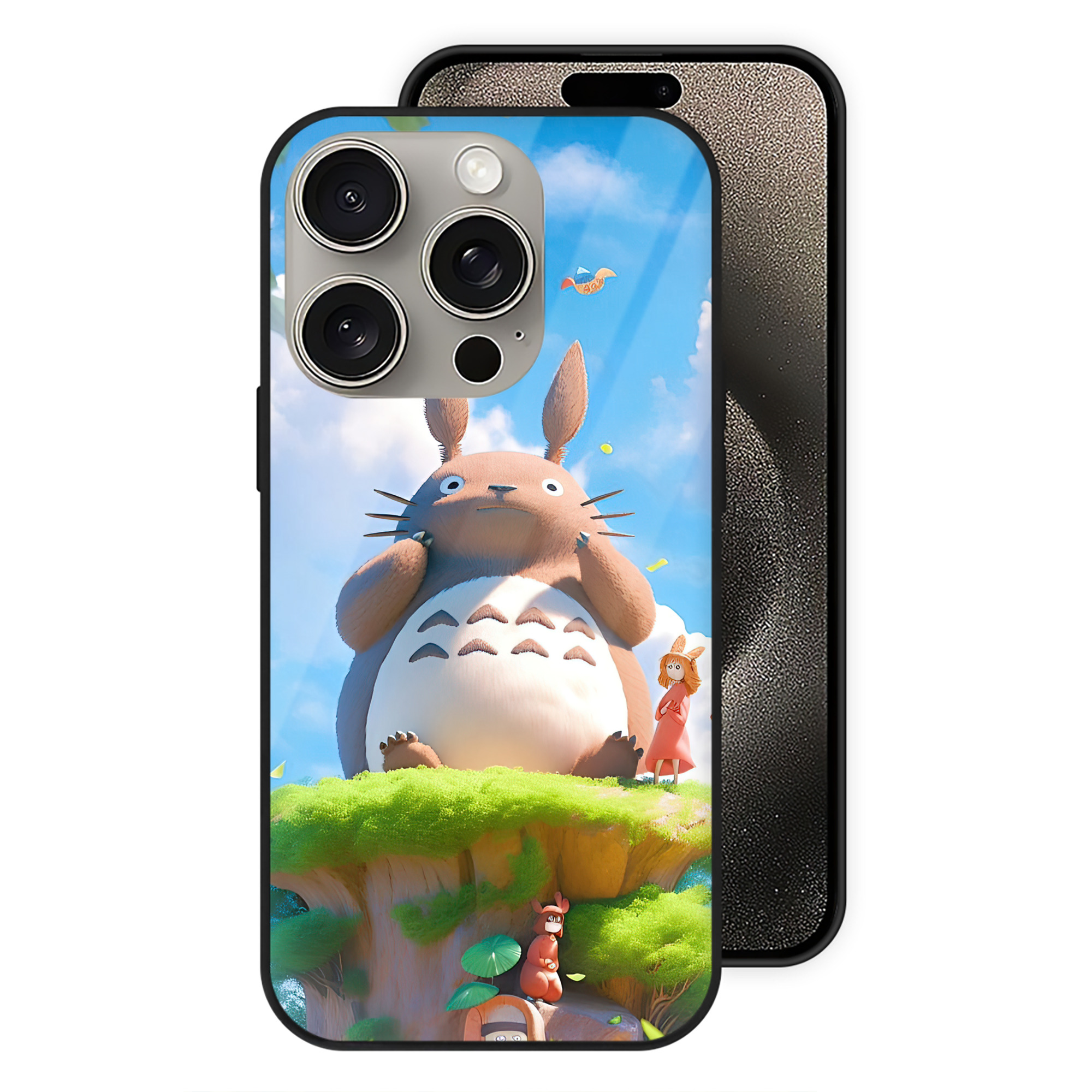 （画像用） となりのトトロ 草壁メイ 草壁サツキ My Neighbor Totoro Satsuki Kusakabe Mei Kusakabe 【iPhone15Pro対応】スマホケース 耐衝撃＆黄変防止 背面ガラス