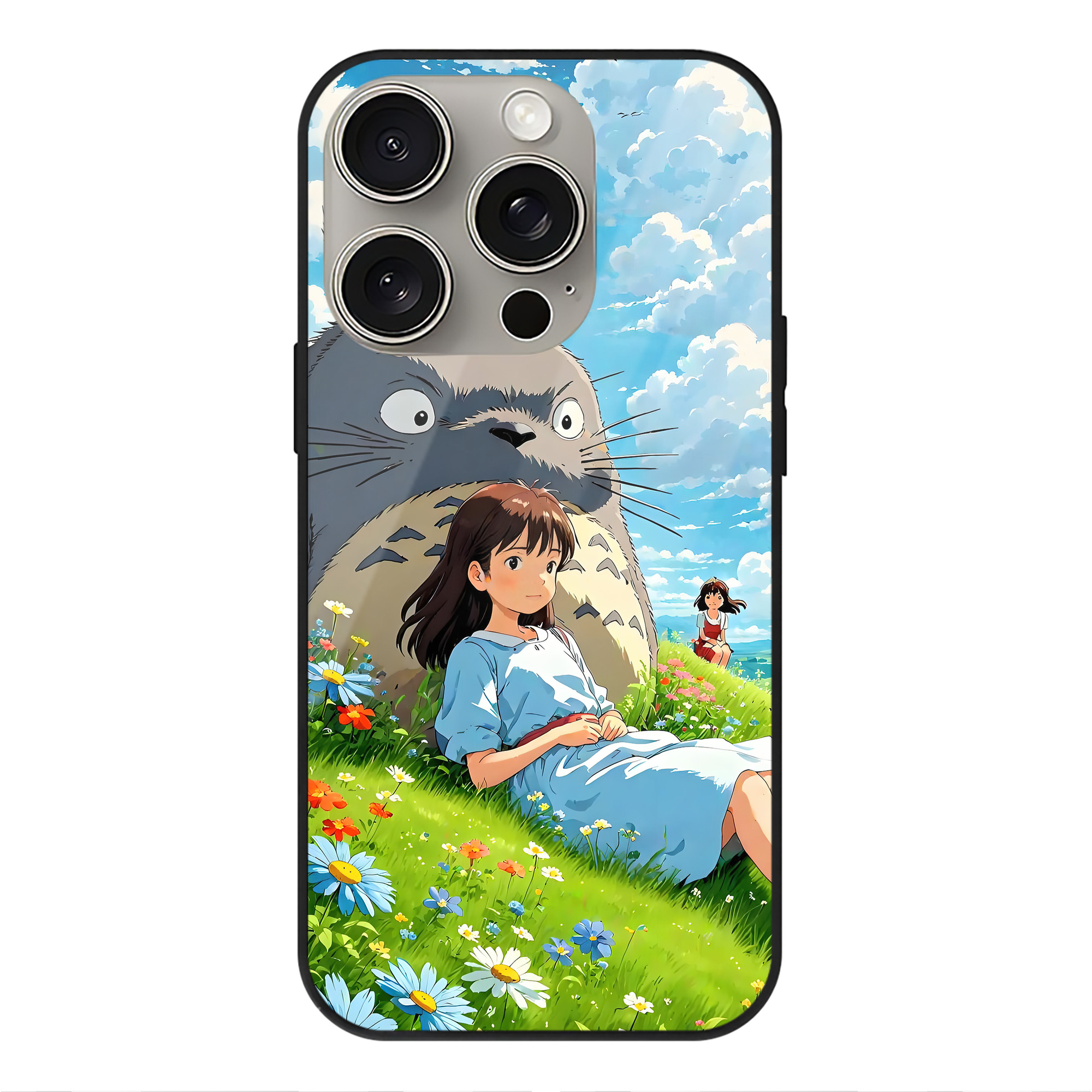 となりのトトロ 草壁メイ 草壁サツキ My Neighbor Totoro Satsuki Kusakabe Mei Kusakabe 【iPhone15Pro対応】スマホケース 耐衝撃＆黄変防止 背面ガラス