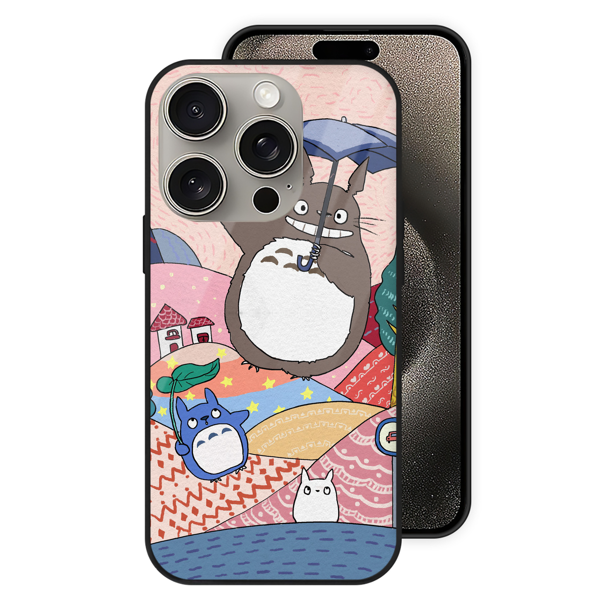 （画像用） となりのトトロ 草壁メイ 草壁サツキ My Neighbor Totoro Satsuki Kusakabe Mei Kusakabe 【iPhone15Pro対応】スマホケース 耐衝撃＆黄変防止 背面ガラス