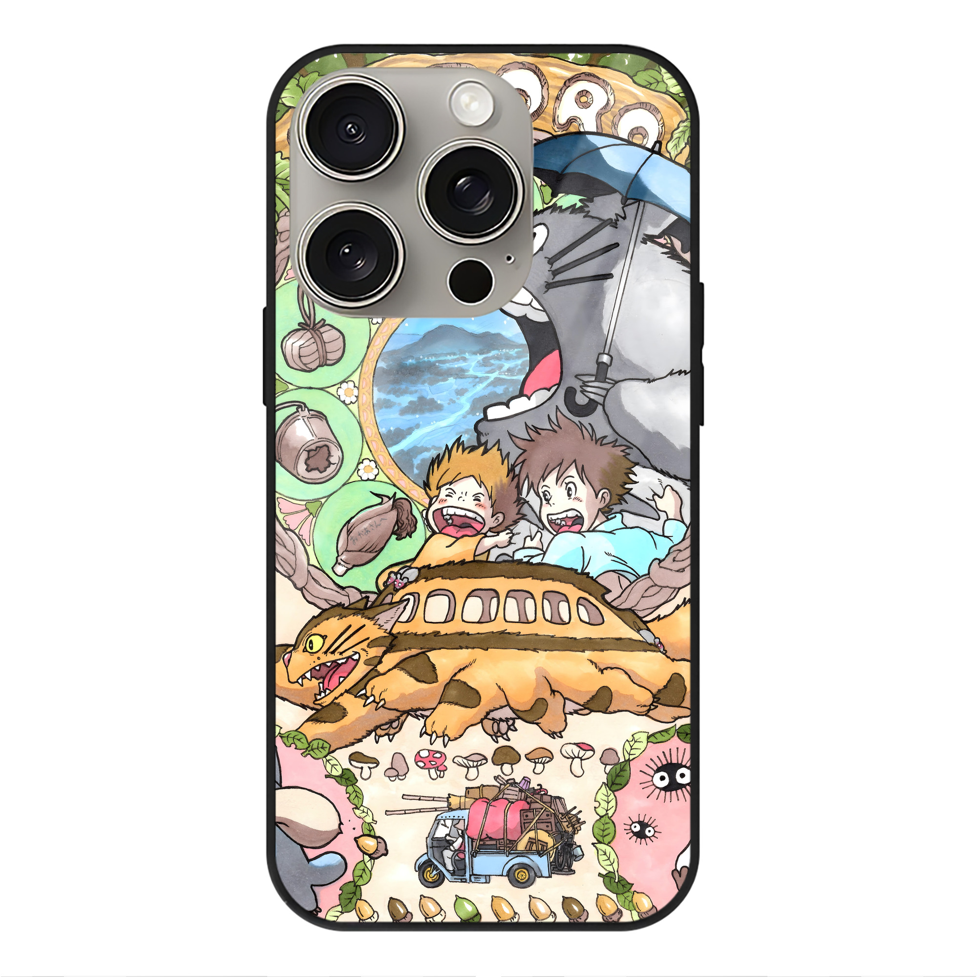 （画像用） となりのトトロ 草壁メイ 草壁サツキ My Neighbor Totoro Satsuki Kusakabe Mei Kusakabe 【iPhone15Pro対応】スマホケース 耐衝撃＆黄変防止 背面ガラス