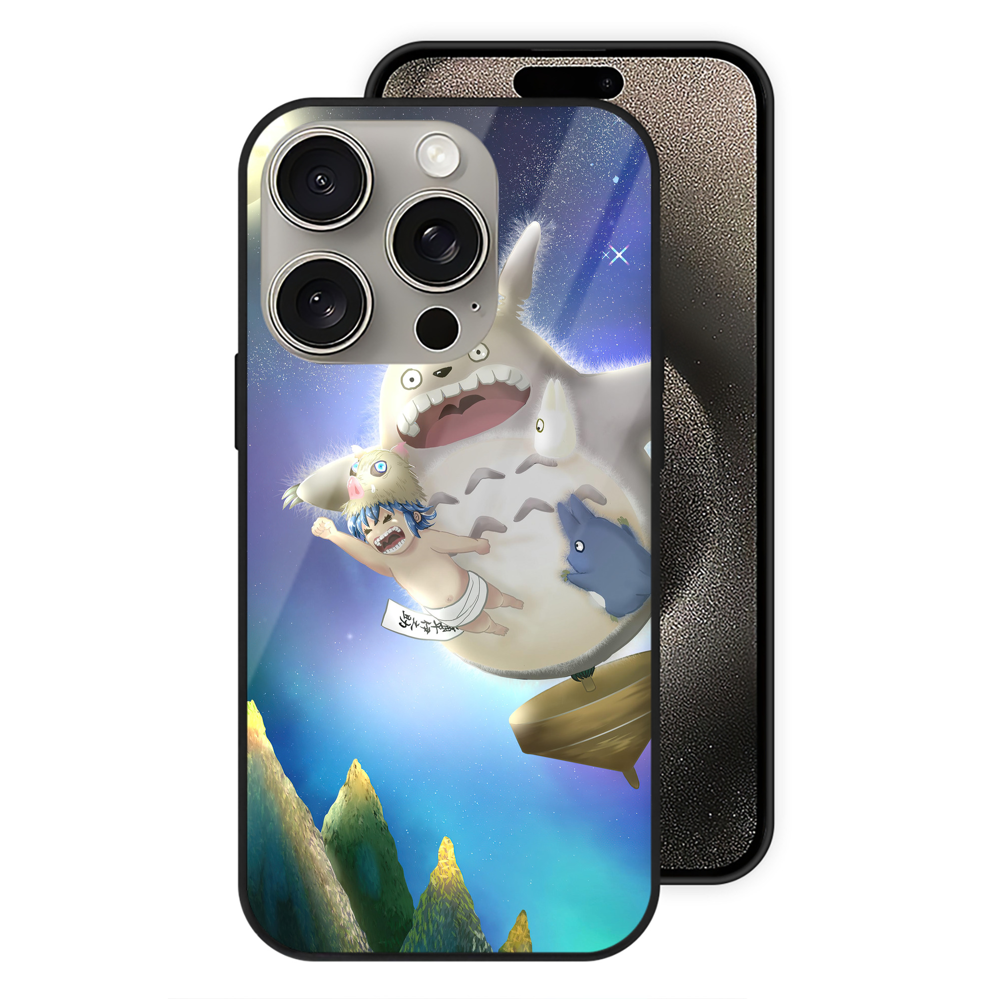 （画像用） となりのトトロ 草壁メイ 草壁サツキ My Neighbor Totoro Satsuki Kusakabe Mei Kusakabe 【iPhone15Pro対応】スマホケース 耐衝撃＆黄変防止 背面ガラス
