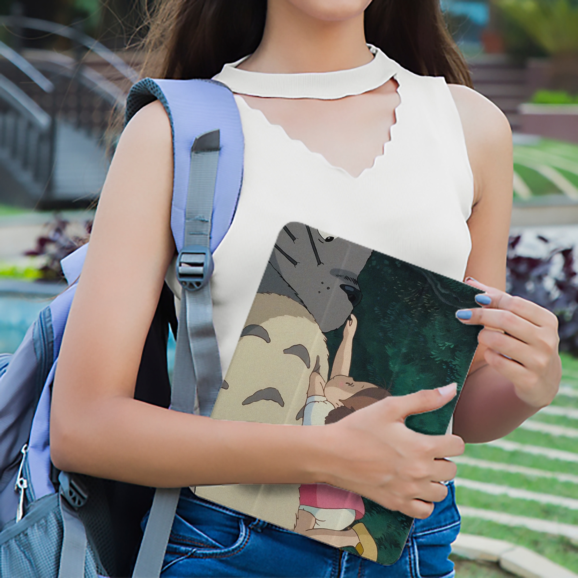 となりのトトロ 草壁メイ 草壁サツキ My Neighbor Totoro Satsuki Kusakabe Mei Kusakabe IPad ケース ペン収納付き 三つ折りスタンド PUレザー×シリコン 対応機種9.5/10.5/10.9インチ