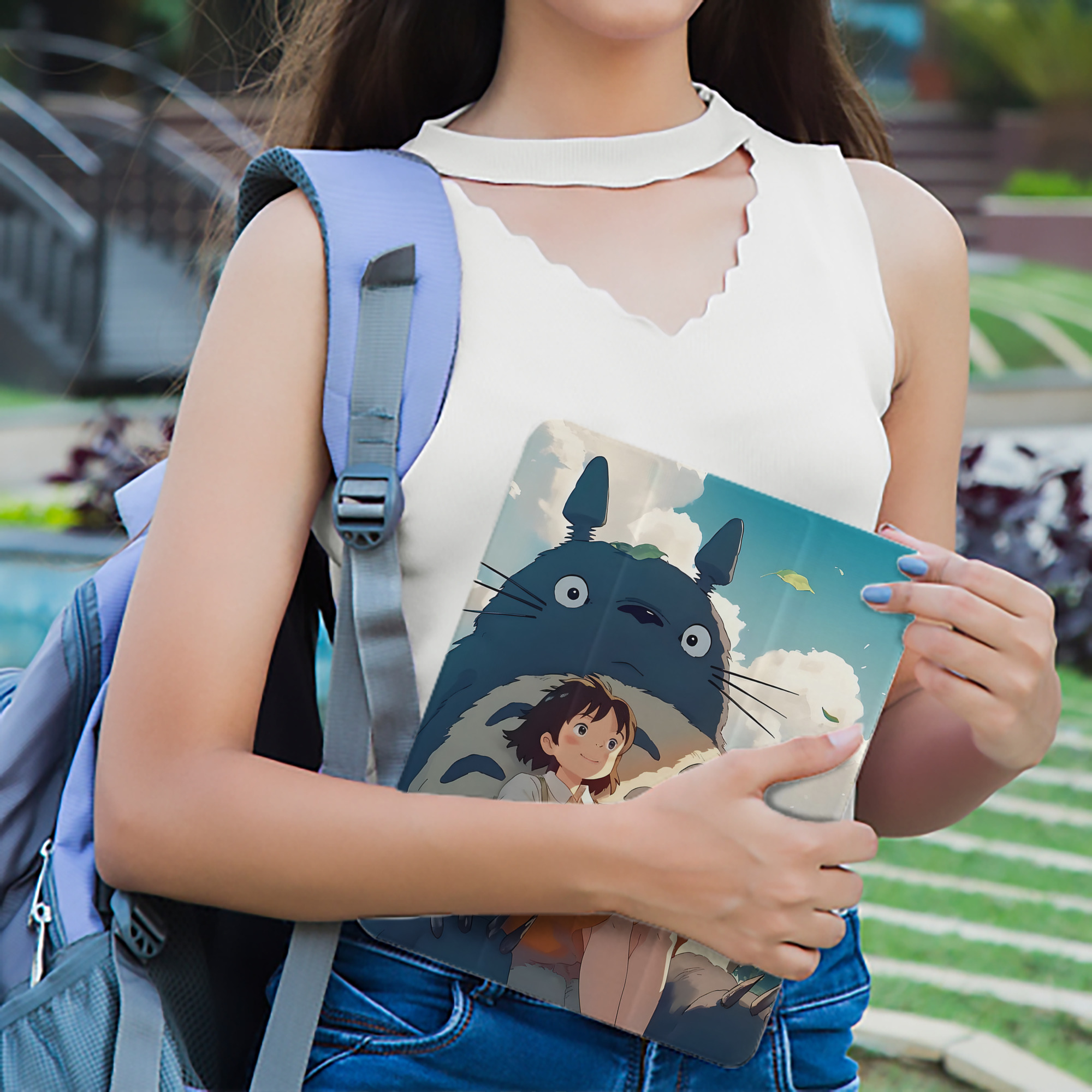 となりのトトロ 草壁メイ 草壁サツキ My Neighbor Totoro Satsuki Kusakabe Mei Kusakabe IPad ケース ペン収納付き 三つ折りスタンド PUレザー×シリコン 対応機種9.5/10.5/10.9インチ