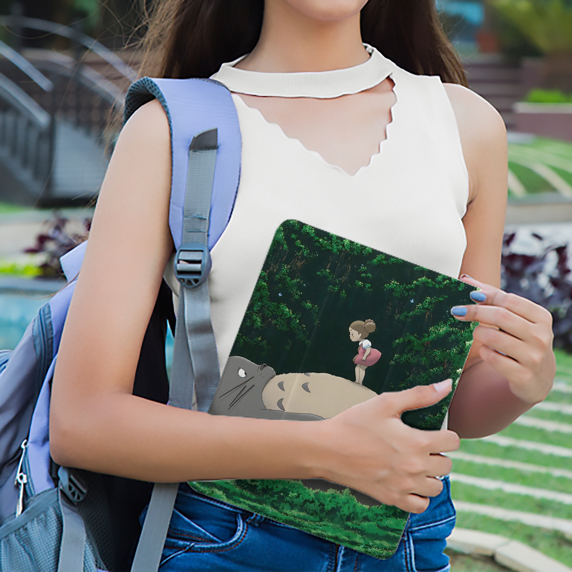 となりのトトロ 草壁メイ 草壁サツキ My Neighbor Totoro Satsuki Kusakabe Mei Kusakabe IPad ケース ペン収納付き 三つ折りスタンド PUレザー×シリコン 対応機種9.5/10.5/10.9インチ