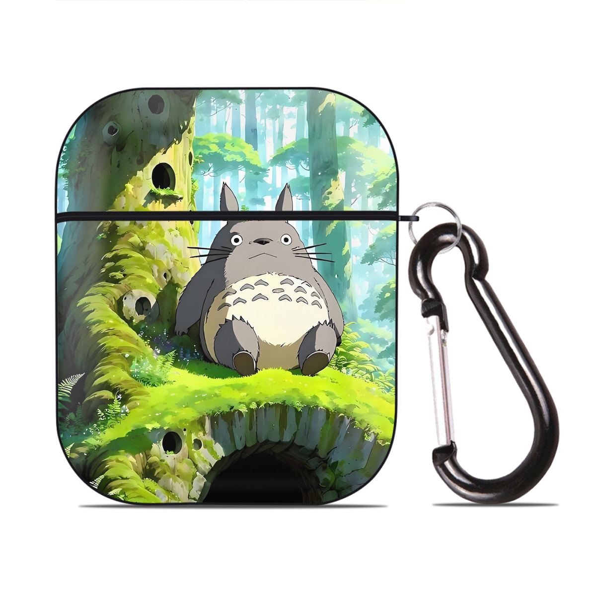 （画像用） となりのトトロ 草壁メイ 草壁サツキ My Neighbor Totoro Satsuki Kusakabe Mei Kusakabe AirPods 第2世代保護ケース ハードシェル ブラック 耐衝撃・防指紋・カラビナ付き