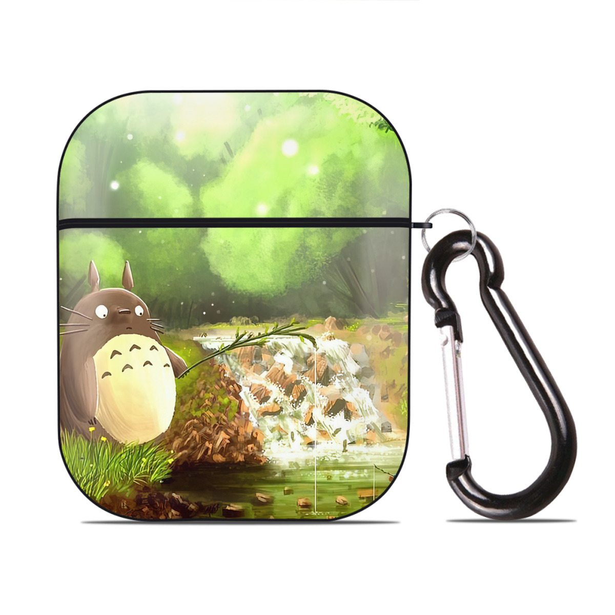 （画像用） となりのトトロ 草壁メイ 草壁サツキ My Neighbor Totoro Satsuki Kusakabe Mei Kusakabe AirPods 第2世代保護ケース ハードシェル ブラック 耐衝撃・防指紋・カラビナ付き
