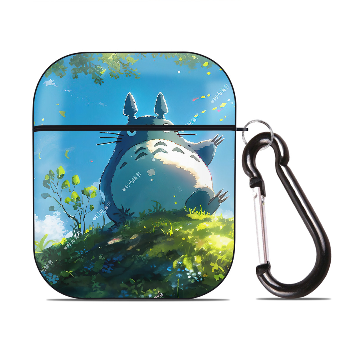 （画像用） となりのトトロ 草壁メイ 草壁サツキ My Neighbor Totoro Satsuki Kusakabe Mei Kusakabe AirPods 第2世代保護ケース ハードシェル ブラック 耐衝撃・防指紋・カラビナ付き