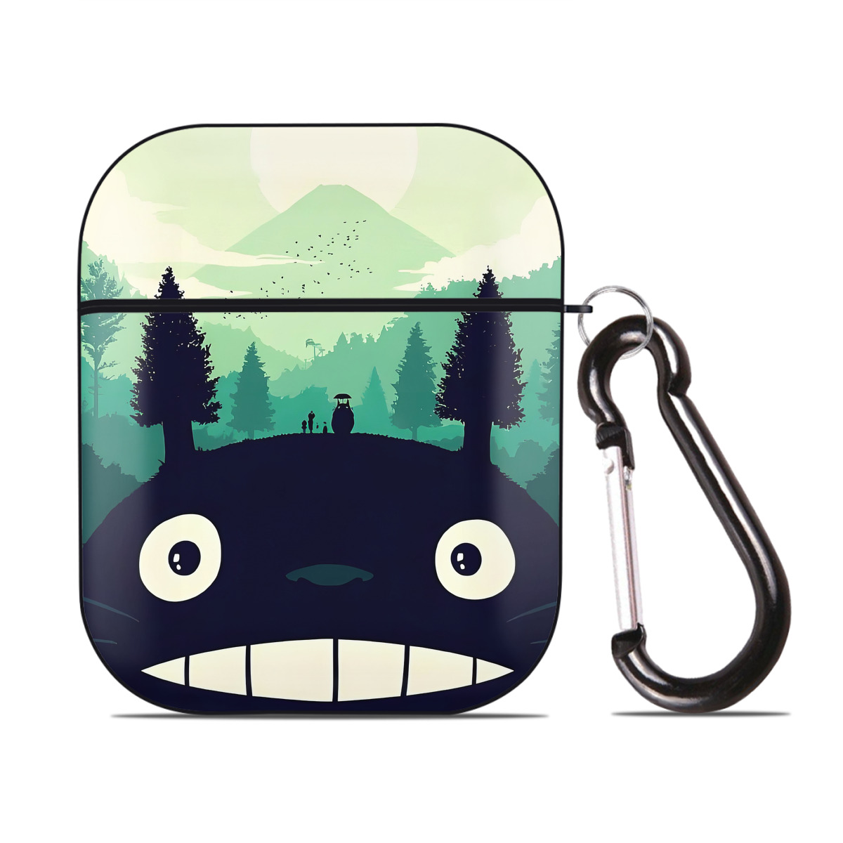 （画像用） となりのトトロ 草壁メイ 草壁サツキ My Neighbor Totoro Satsuki Kusakabe Mei Kusakabe AirPods 第2世代保護ケース ハードシェル ブラック 耐衝撃・防指紋・カラビナ付き