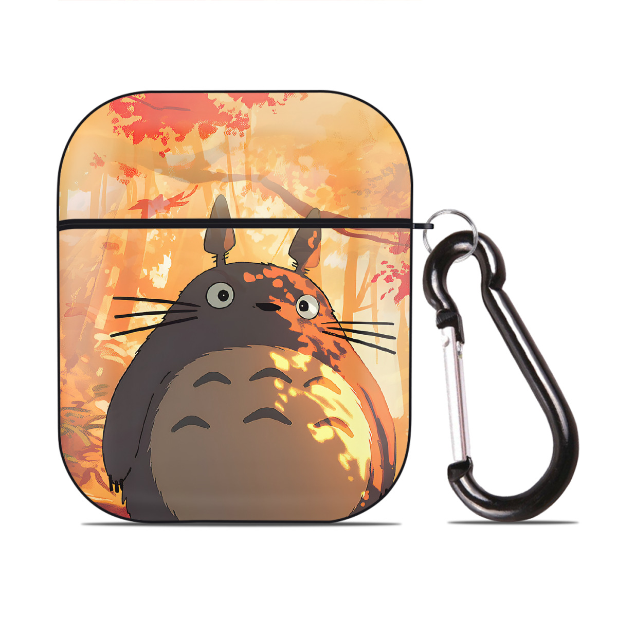 （画像用） となりのトトロ 草壁メイ 草壁サツキ My Neighbor Totoro Satsuki Kusakabe Mei Kusakabe AirPods 第2世代保護ケース ハードシェル ブラック 耐衝撃・防指紋・カラビナ付き