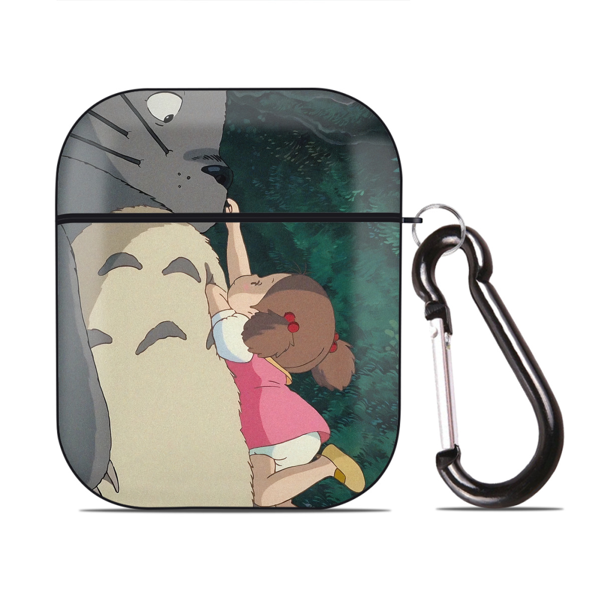 （画像用） となりのトトロ 草壁メイ 草壁サツキ My Neighbor Totoro Satsuki Kusakabe Mei Kusakabe AirPods 第2世代保護ケース ハードシェル ブラック 耐衝撃・防指紋・カラビナ付き
