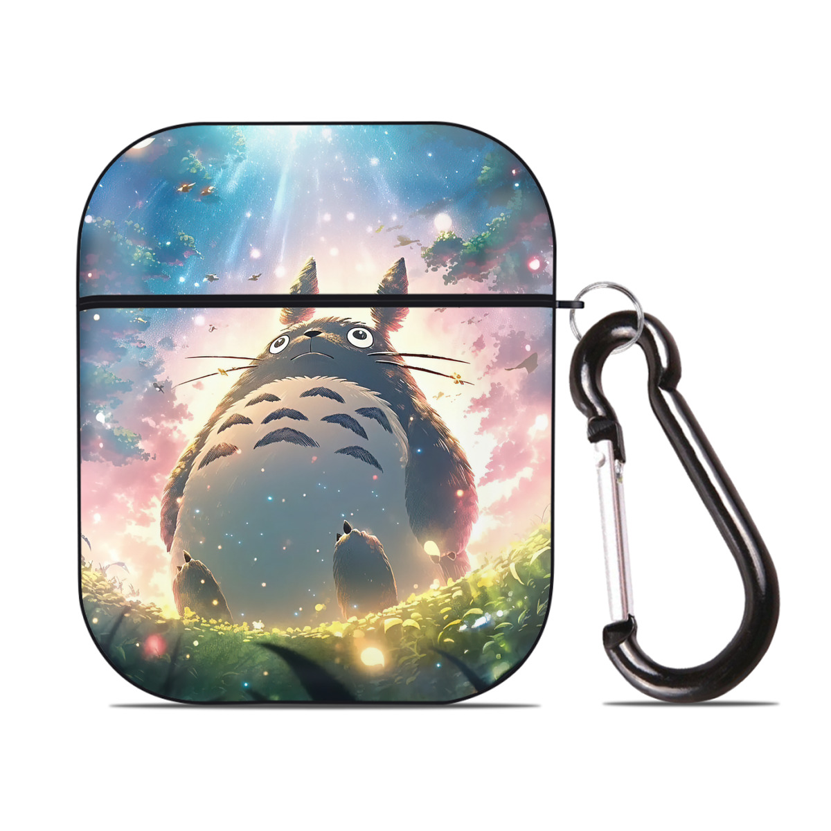 （画像用） となりのトトロ 草壁メイ 草壁サツキ My Neighbor Totoro Satsuki Kusakabe Mei Kusakabe AirPods 第2世代保護ケース ハードシェル ブラック 耐衝撃・防指紋・カラビナ付き