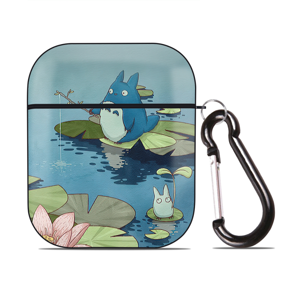 （画像用） となりのトトロ 草壁メイ 草壁サツキ My Neighbor Totoro Satsuki Kusakabe Mei Kusakabe AirPods 第2世代保護ケース ハードシェル ブラック 耐衝撃・防指紋・カラビナ付き