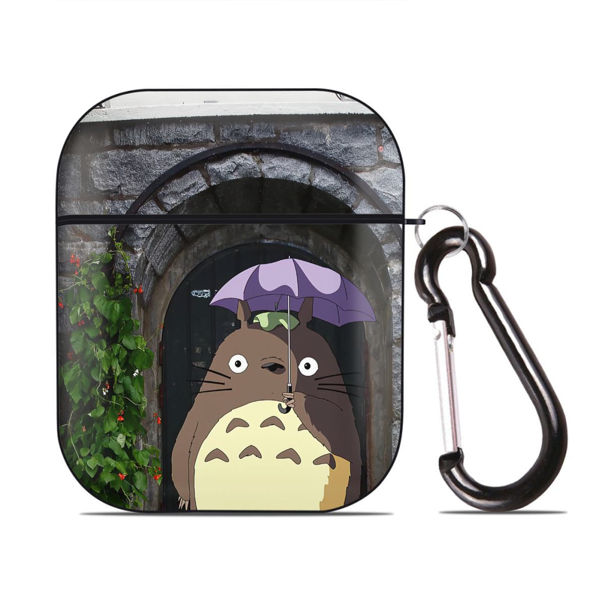 （画像用） となりのトトロ 草壁メイ 草壁サツキ My Neighbor Totoro Satsuki Kusakabe Mei Kusakabe AirPods 第2世代保護ケース ハードシェル ブラック 耐衝撃・防指紋・カラビナ付き
