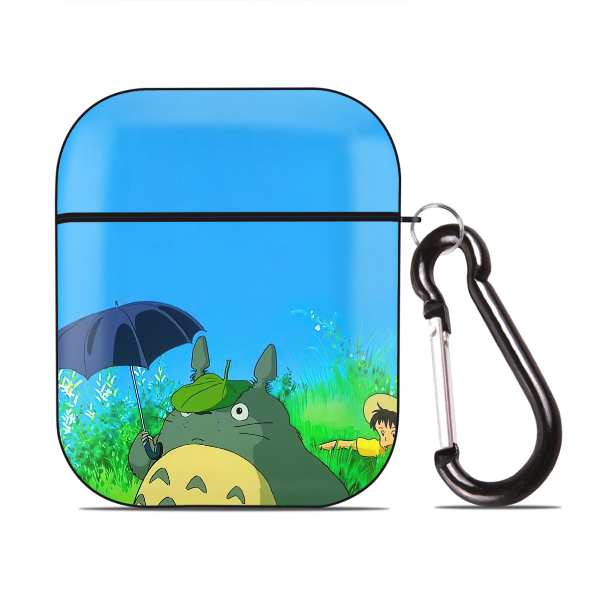 （画像用） となりのトトロ 草壁メイ 草壁サツキ My Neighbor Totoro Satsuki Kusakabe Mei Kusakabe AirPods 第2世代保護ケース ハードシェル ブラック 耐衝撃・防指紋・カラビナ付き