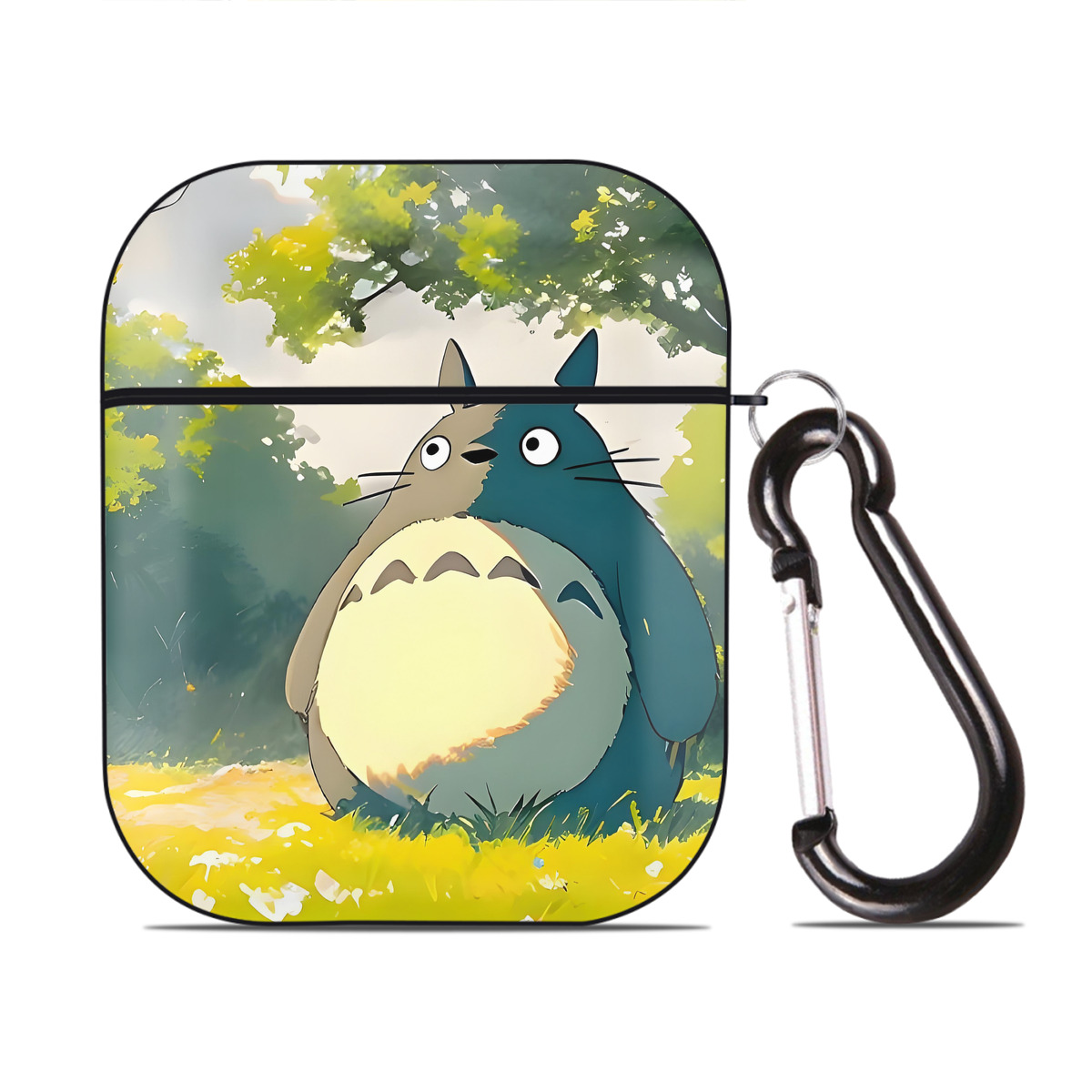 （画像用） となりのトトロ 草壁メイ 草壁サツキ My Neighbor Totoro Satsuki Kusakabe Mei Kusakabe AirPods 第2世代保護ケース ハードシェル ブラック 耐衝撃・防指紋・カラビナ付き