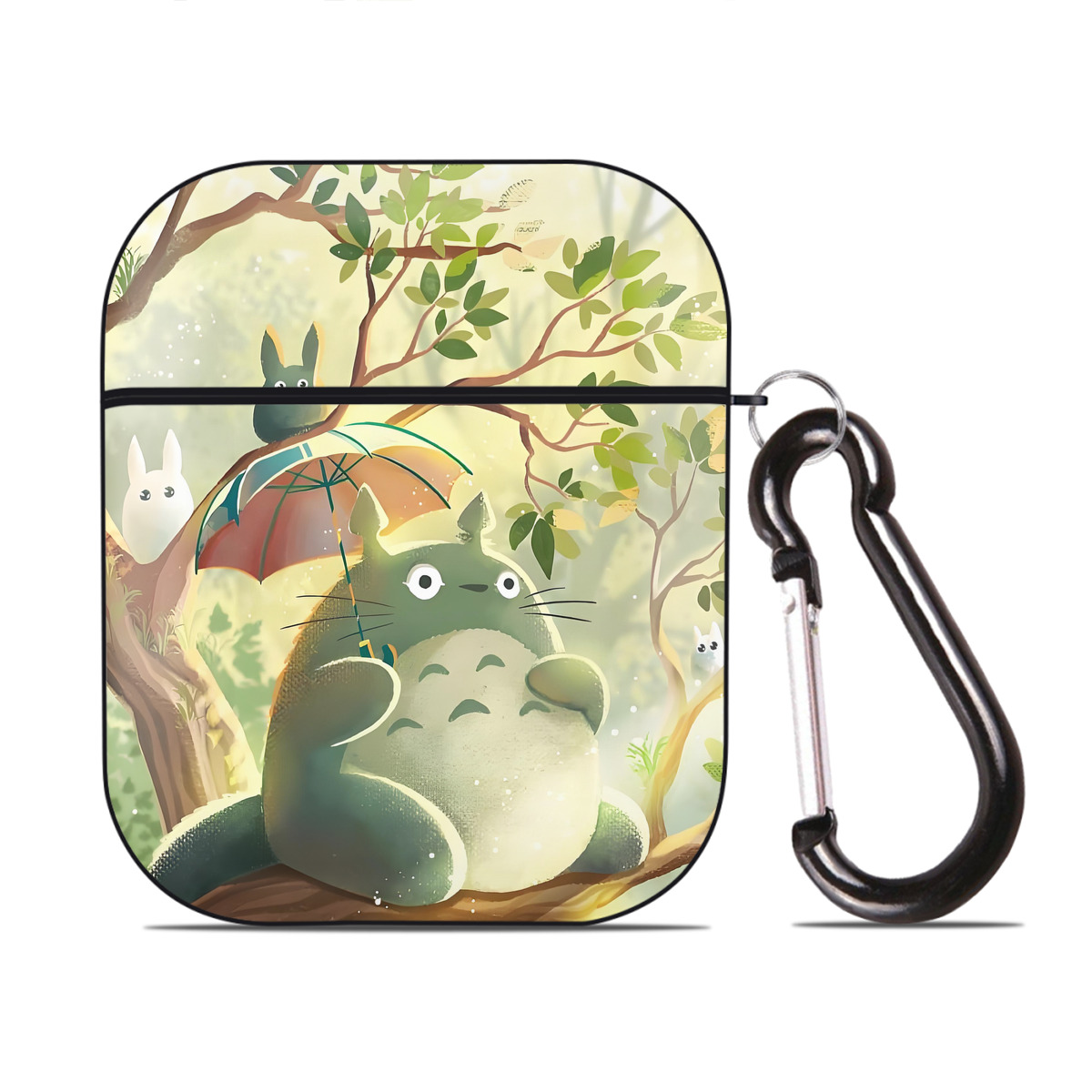 （画像用） となりのトトロ 草壁メイ 草壁サツキ My Neighbor Totoro Satsuki Kusakabe Mei Kusakabe AirPods 第2世代保護ケース ハードシェル ブラック 耐衝撃・防指紋・カラビナ付き