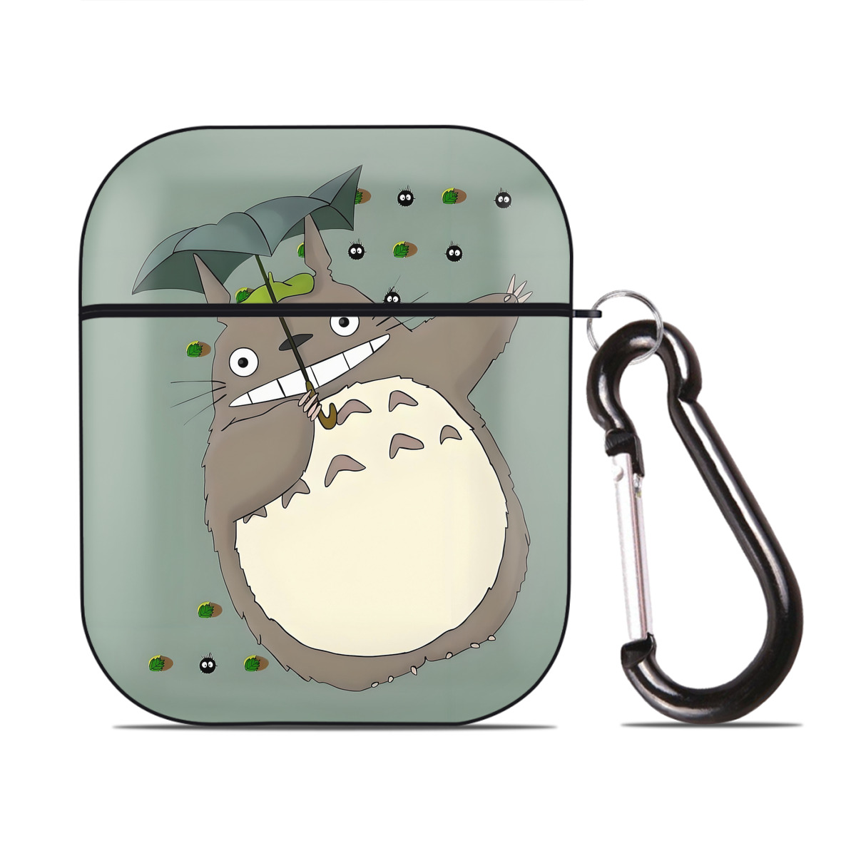 （画像用） となりのトトロ 草壁メイ 草壁サツキ My Neighbor Totoro Satsuki Kusakabe Mei Kusakabe AirPods 第2世代保護ケース ハードシェル ブラック 耐衝撃・防指紋・カラビナ付き