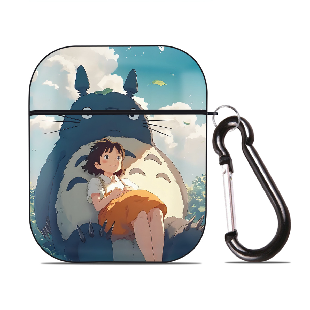 （画像用） となりのトトロ 草壁メイ 草壁サツキ My Neighbor Totoro Satsuki Kusakabe Mei Kusakabe AirPods 第2世代保護ケース ハードシェル ブラック 耐衝撃・防指紋・カラビナ付き