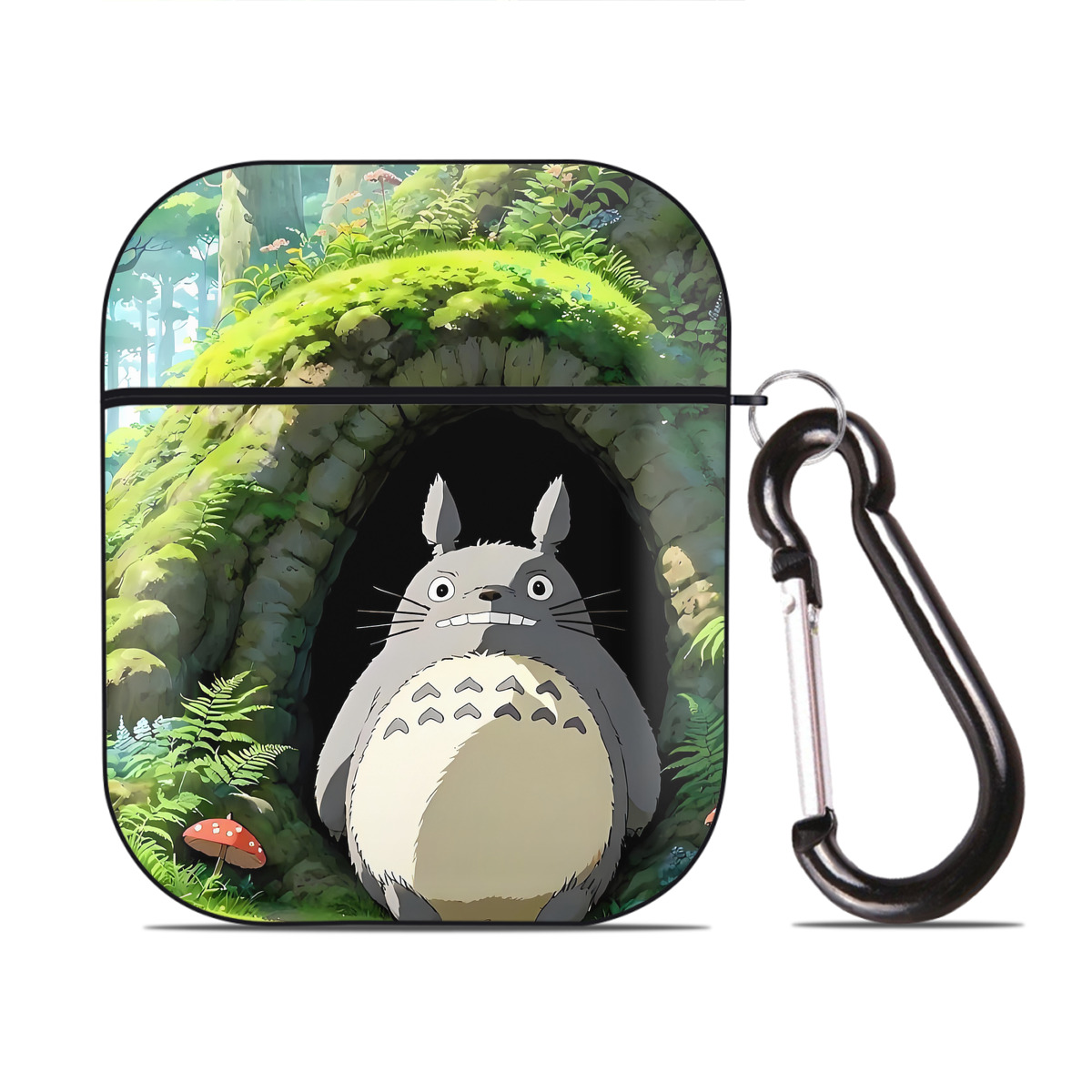 （画像用） となりのトトロ 草壁メイ 草壁サツキ My Neighbor Totoro Satsuki Kusakabe Mei Kusakabe AirPods 第2世代保護ケース ハードシェル ブラック 耐衝撃・防指紋・カラビナ付き