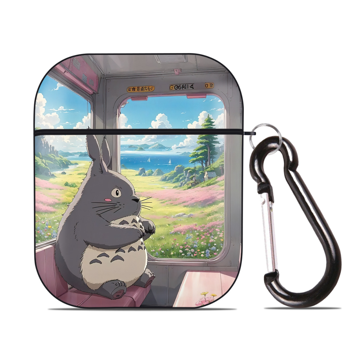 （画像用） となりのトトロ 草壁メイ 草壁サツキ My Neighbor Totoro Satsuki Kusakabe Mei Kusakabe AirPods 第2世代保護ケース ハードシェル ブラック 耐衝撃・防指紋・カラビナ付き
