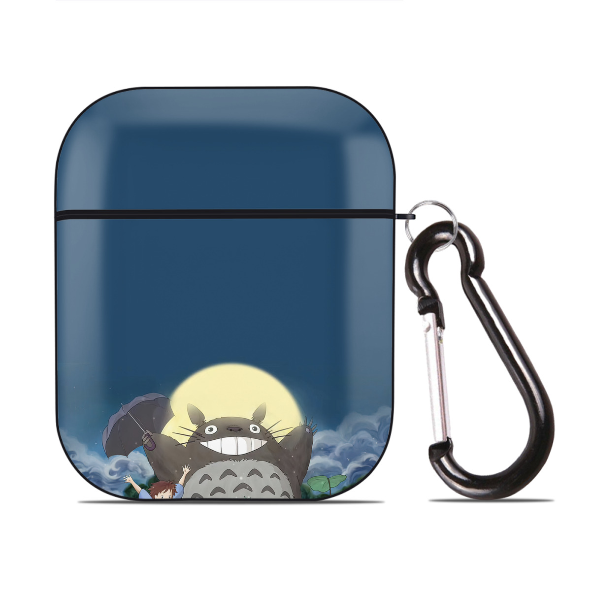 （画像用） となりのトトロ 草壁メイ 草壁サツキ My Neighbor Totoro Satsuki Kusakabe Mei Kusakabe AirPods 第2世代保護ケース ハードシェル ブラック 耐衝撃・防指紋・カラビナ付き