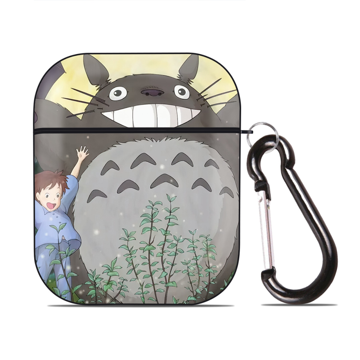（画像用） となりのトトロ 草壁メイ 草壁サツキ My Neighbor Totoro Satsuki Kusakabe Mei Kusakabe AirPods 第2世代保護ケース ハードシェル ブラック 耐衝撃・防指紋・カラビナ付き