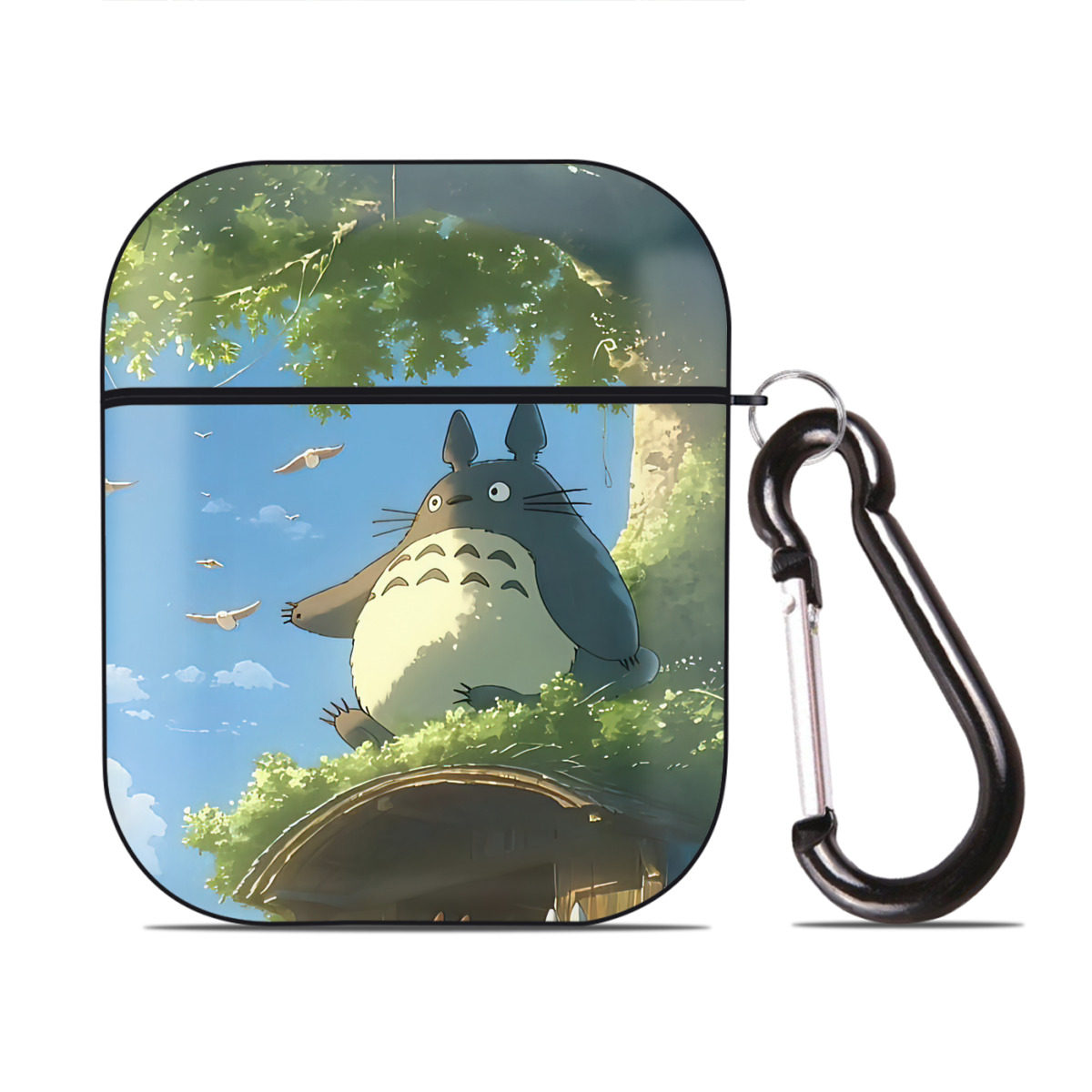 （画像用） となりのトトロ 草壁メイ 草壁サツキ My Neighbor Totoro Satsuki Kusakabe Mei Kusakabe AirPods 第2世代保護ケース ハードシェル ブラック 耐衝撃・防指紋・カラビナ付き