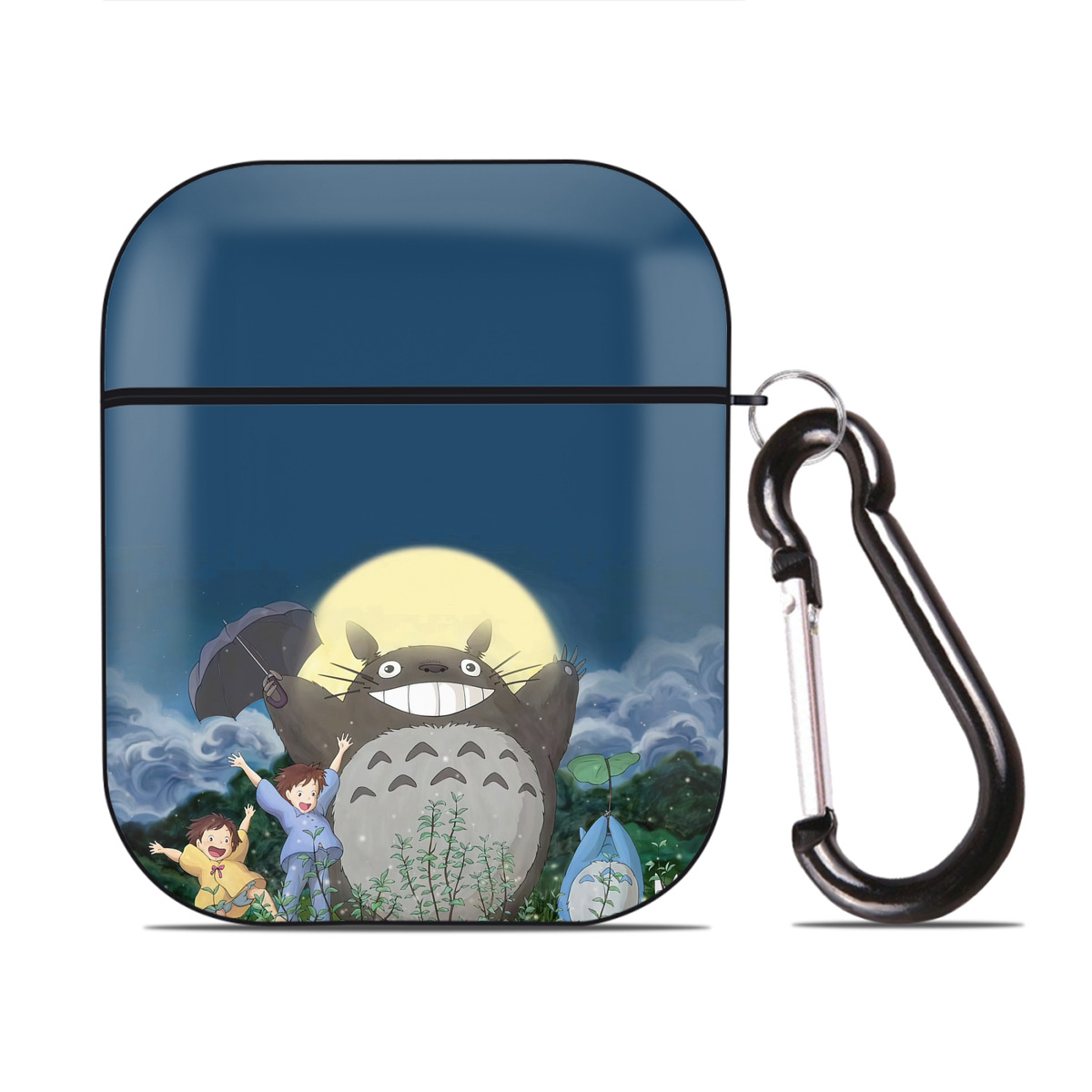 （画像用） となりのトトロ 草壁メイ 草壁サツキ My Neighbor Totoro Satsuki Kusakabe Mei Kusakabe AirPods 第2世代保護ケース ハードシェル ブラック 耐衝撃・防指紋・カラビナ付き