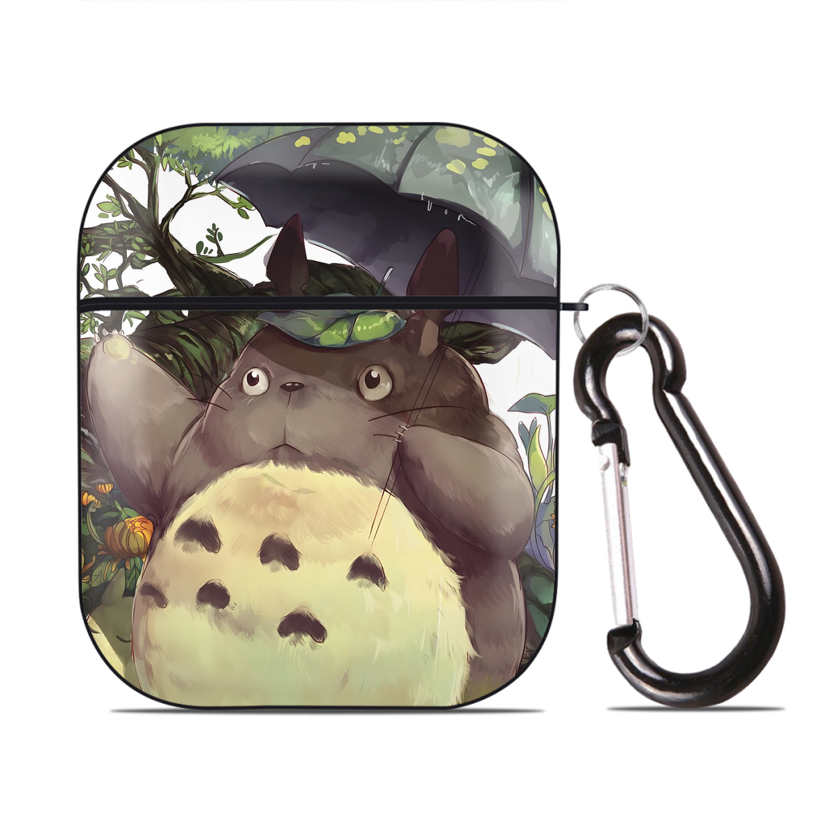 （画像用） となりのトトロ 草壁メイ 草壁サツキ My Neighbor Totoro Satsuki Kusakabe Mei Kusakabe AirPods 第2世代保護ケース ハードシェル ブラック 耐衝撃・防指紋・カラビナ付き
