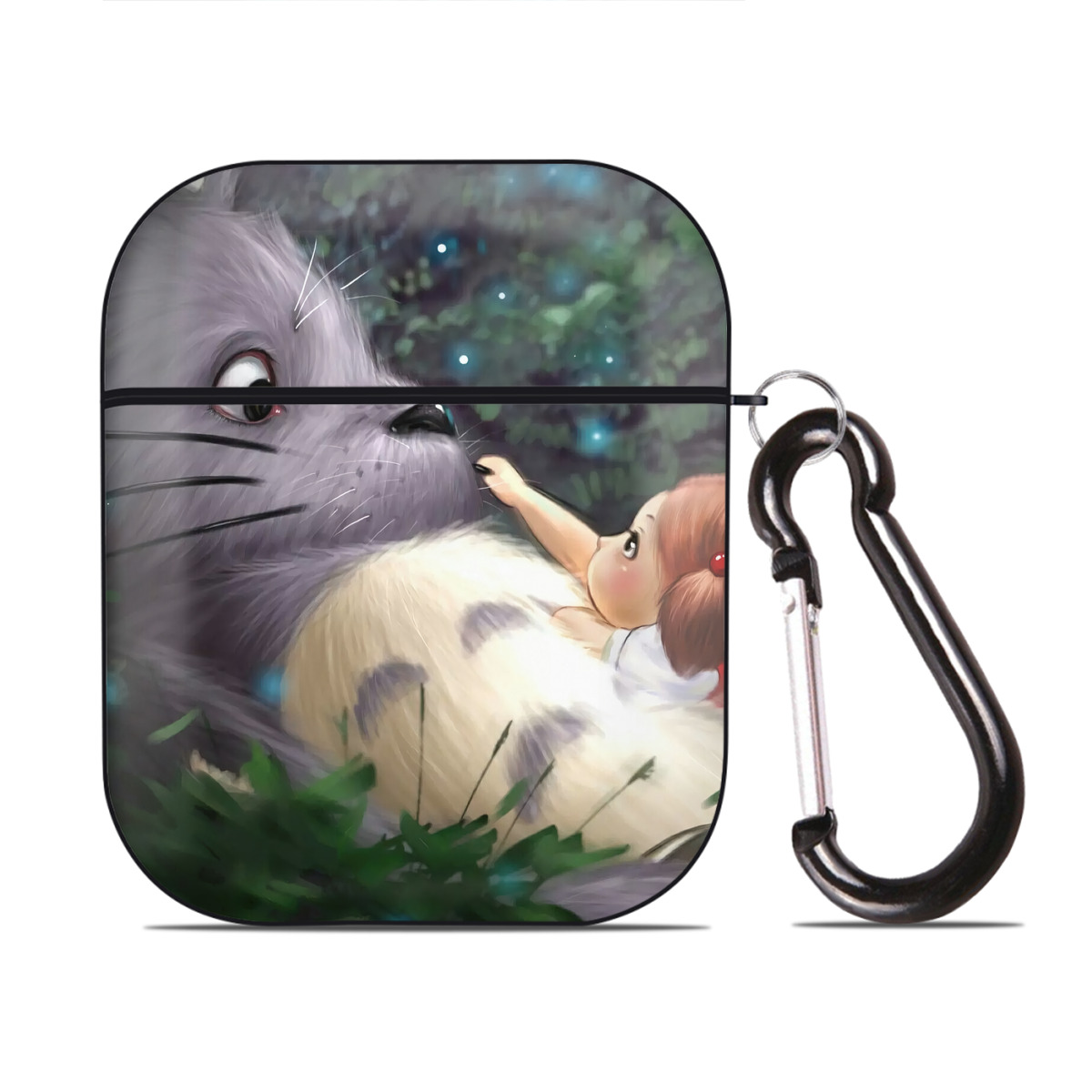 （画像用） となりのトトロ 草壁メイ 草壁サツキ My Neighbor Totoro Satsuki Kusakabe Mei Kusakabe AirPods 第2世代保護ケース ハードシェル ブラック 耐衝撃・防指紋・カラビナ付き