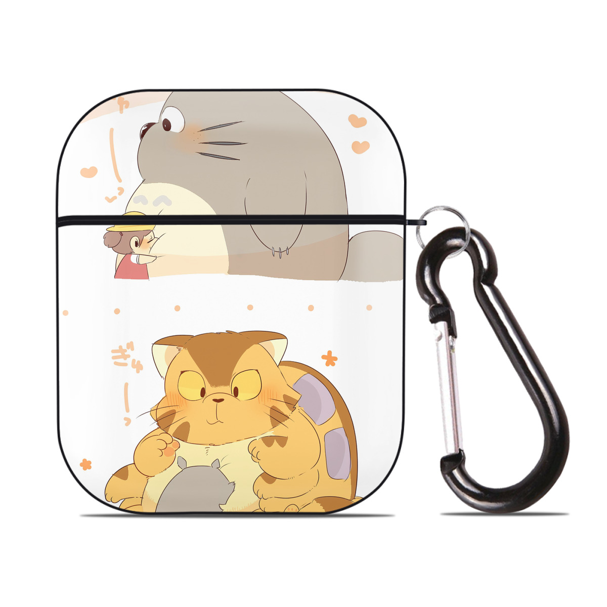 （画像用） となりのトトロ 草壁メイ 草壁サツキ My Neighbor Totoro Satsuki Kusakabe Mei Kusakabe AirPods 第2世代保護ケース ハードシェル ブラック 耐衝撃・防指紋・カラビナ付き