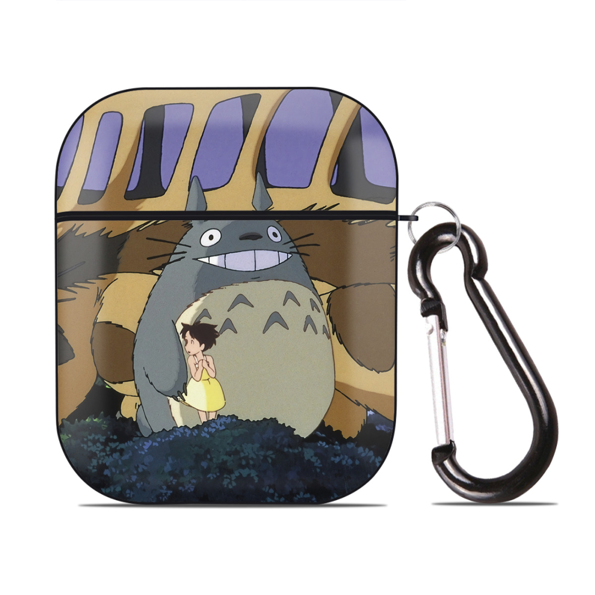 （画像用） となりのトトロ 草壁メイ 草壁サツキ My Neighbor Totoro Satsuki Kusakabe Mei Kusakabe AirPods 第2世代保護ケース ハードシェル ブラック 耐衝撃・防指紋・カラビナ付き