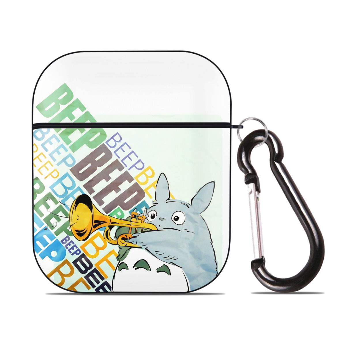 （画像用） となりのトトロ 草壁メイ 草壁サツキ My Neighbor Totoro Satsuki Kusakabe Mei Kusakabe AirPods 第2世代保護ケース ハードシェル ブラック 耐衝撃・防指紋・カラビナ付き