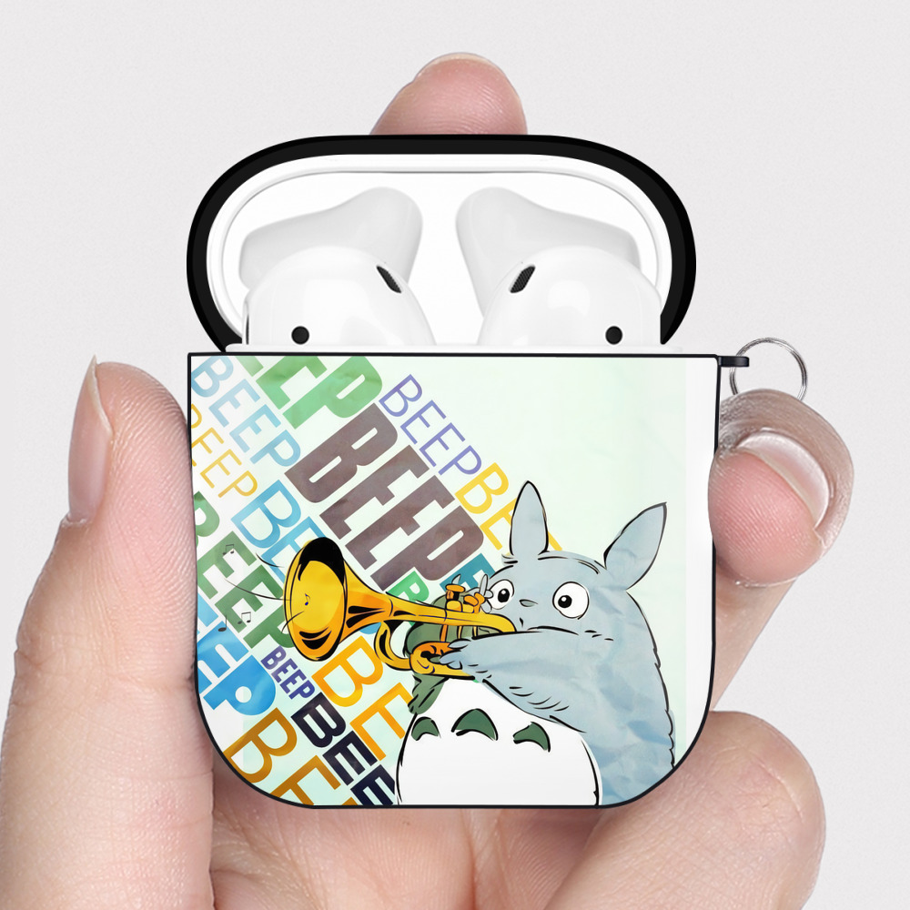 （画像用） となりのトトロ 草壁メイ 草壁サツキ My Neighbor Totoro Satsuki Kusakabe Mei Kusakabe AirPods 第2世代保護ケース ハードシェル ブラック 耐衝撃・防指紋・カラビナ付き