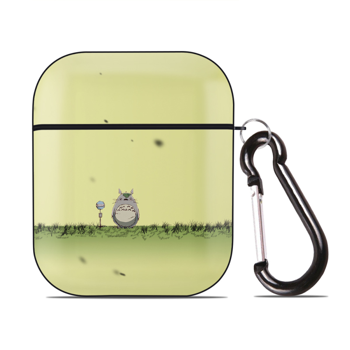 （画像用） となりのトトロ 草壁メイ 草壁サツキ My Neighbor Totoro Satsuki Kusakabe Mei Kusakabe AirPods 第2世代保護ケース ハードシェル ブラック 耐衝撃・防指紋・カラビナ付き