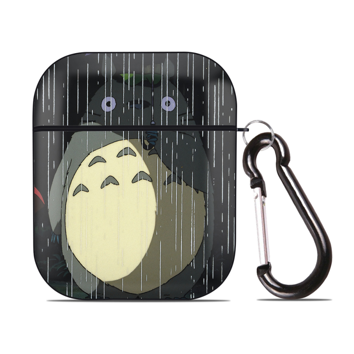 （画像用） となりのトトロ 草壁メイ 草壁サツキ My Neighbor Totoro Satsuki Kusakabe Mei Kusakabe AirPods 第2世代保護ケース ハードシェル ブラック 耐衝撃・防指紋・カラビナ付き