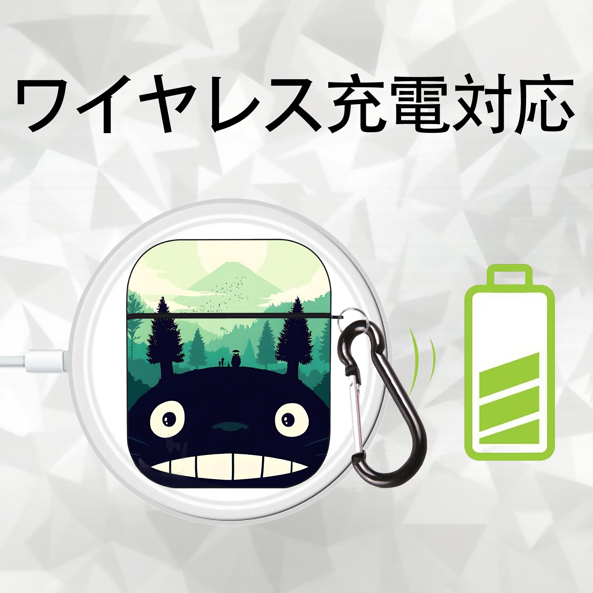 となりのトトロ 草壁メイ 草壁サツキ My Neighbor Totoro Satsuki Kusakabe Mei Kusakabe AirPods 第2世代保護ケース ハードシェル ブラック 耐衝撃・防指紋・カラビナ付き