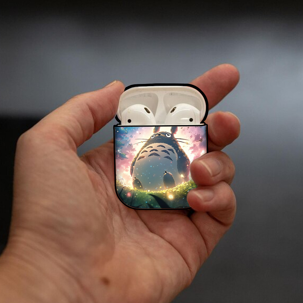 となりのトトロ 草壁メイ 草壁サツキ My Neighbor Totoro Satsuki Kusakabe Mei Kusakabe AirPods 第2世代保護ケース ハードシェル ブラック 耐衝撃・防指紋・カラビナ付き