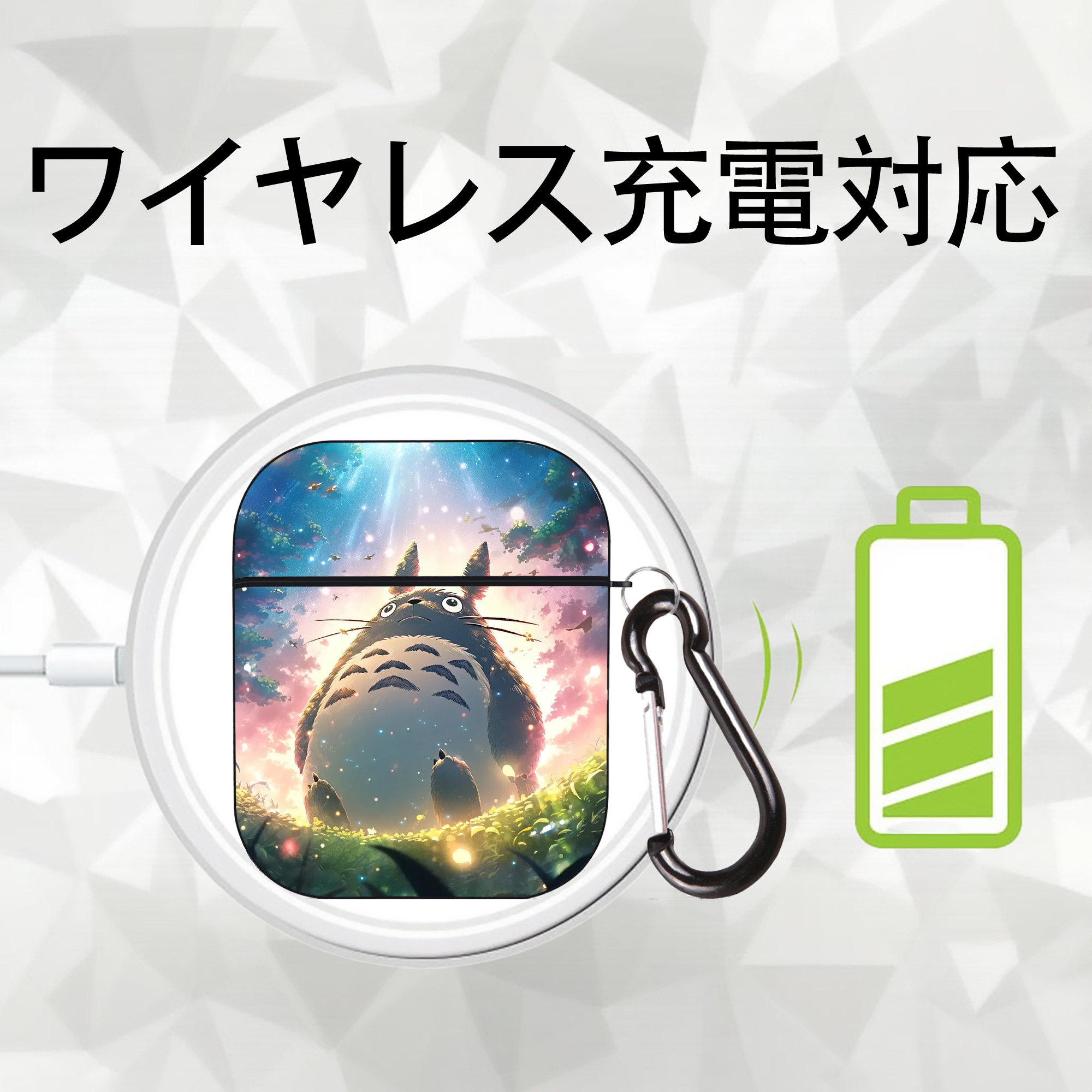 となりのトトロ 草壁メイ 草壁サツキ My Neighbor Totoro Satsuki Kusakabe Mei Kusakabe AirPods 第2世代保護ケース ハードシェル ブラック 耐衝撃・防指紋・カラビナ付き