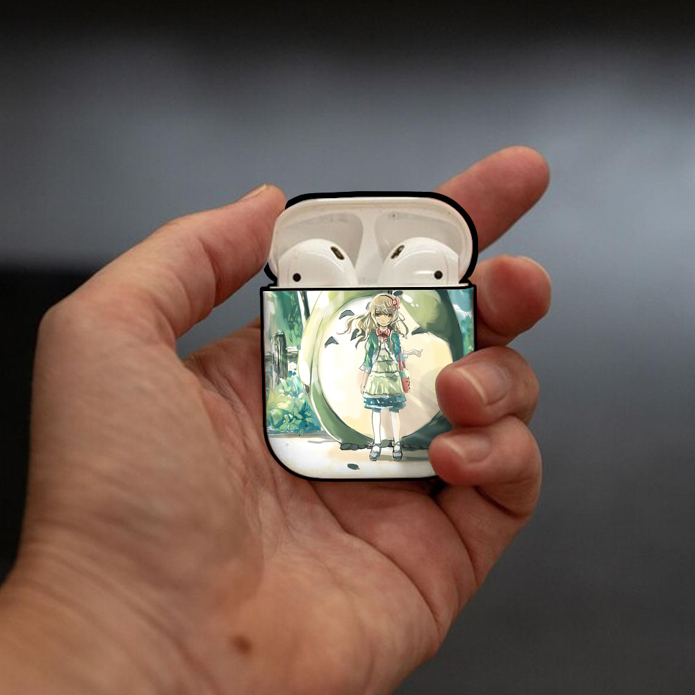 となりのトトロ 草壁メイ 草壁サツキ My Neighbor Totoro Satsuki Kusakabe Mei Kusakabe AirPods 第2世代保護ケース ハードシェル ブラック 耐衝撃・防指紋・カラビナ付き